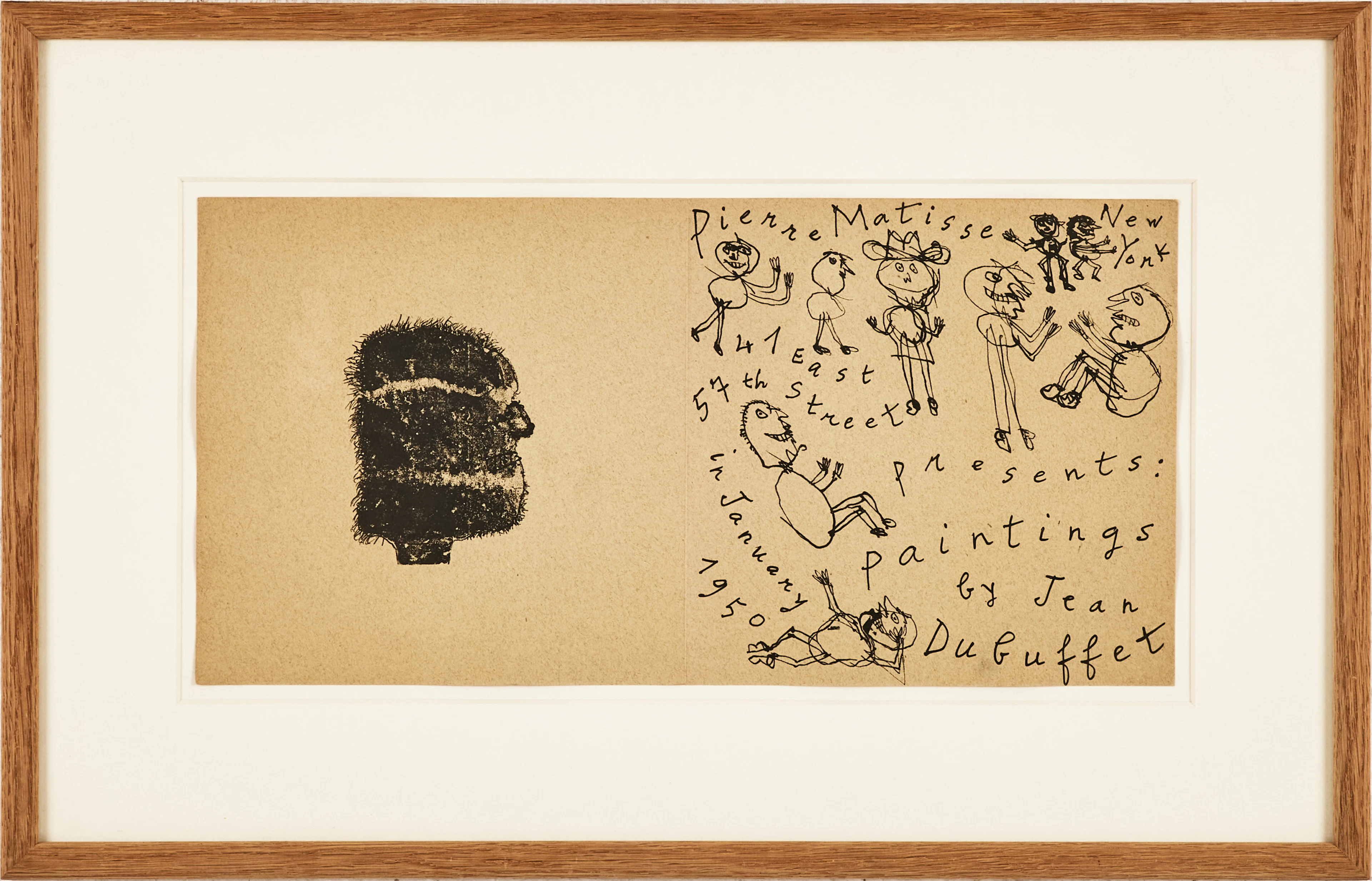 JEAN DUBUFFET. Galleri-invitation, Pierre Matisse, New York, Presents: