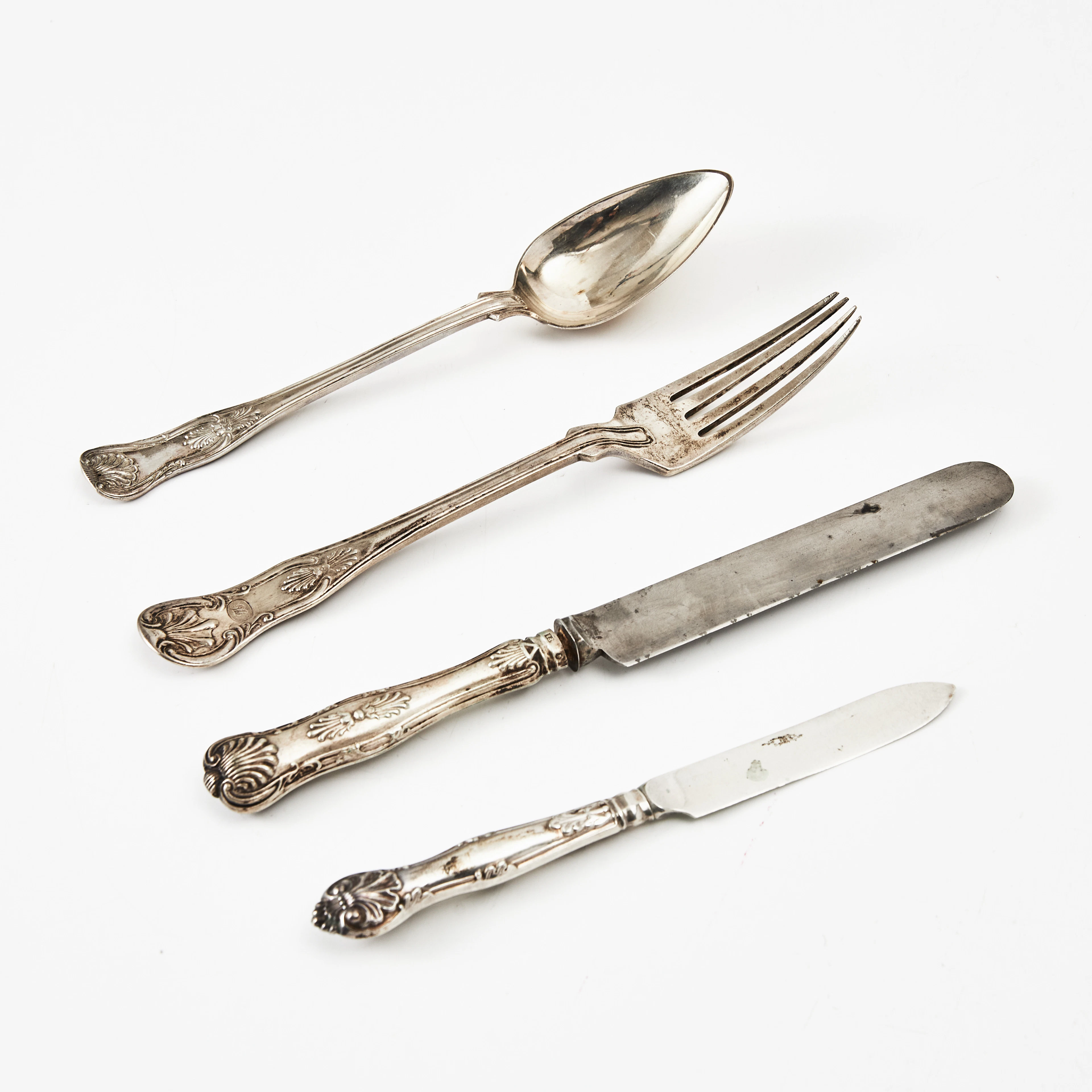 BESTICK, delar, silver, engelsk snäck, 1800-talets mitt, olika tillverkare.