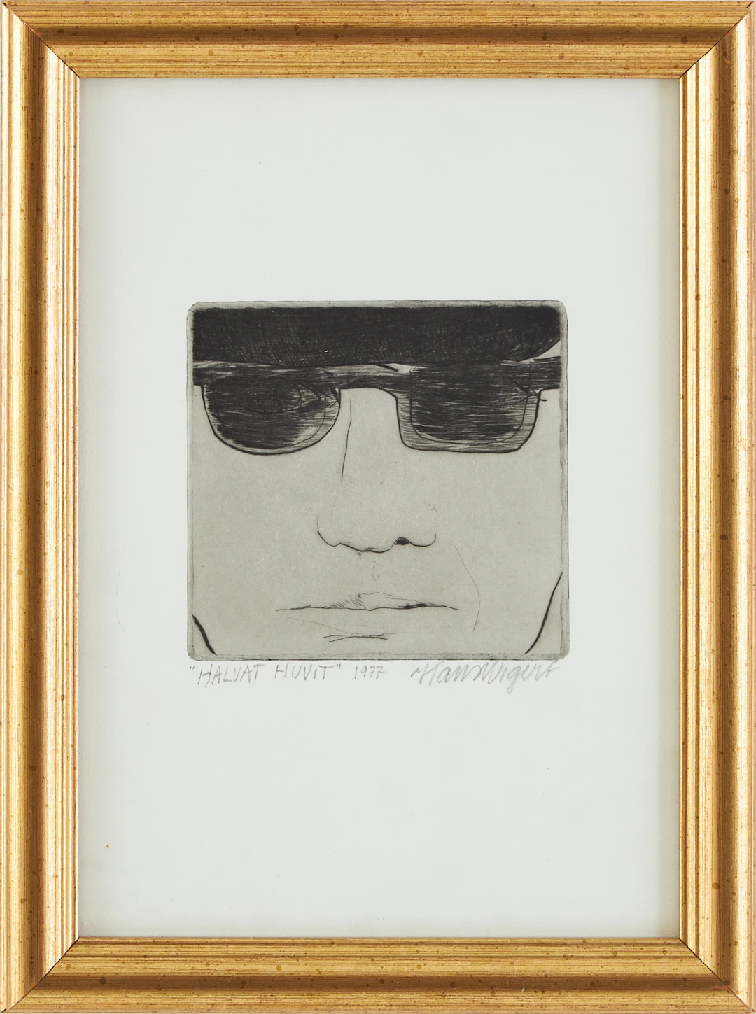 HANS WIGERT. "Halvat Huvit" etsning, signerad, 1977.