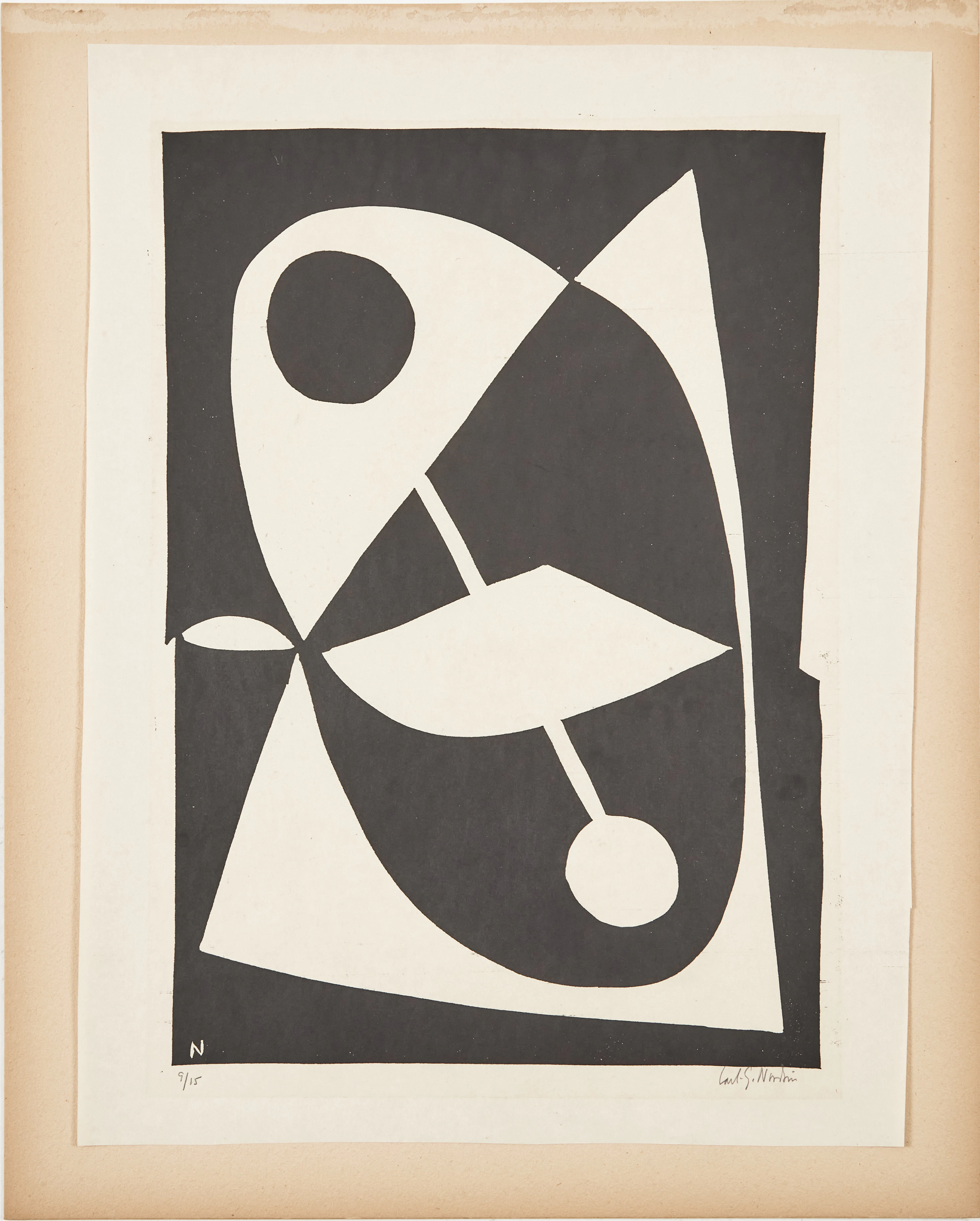 LARS-GUNNAR NORDSTRÖM. Komposition, litografiskt blad, 9/15, signerad.