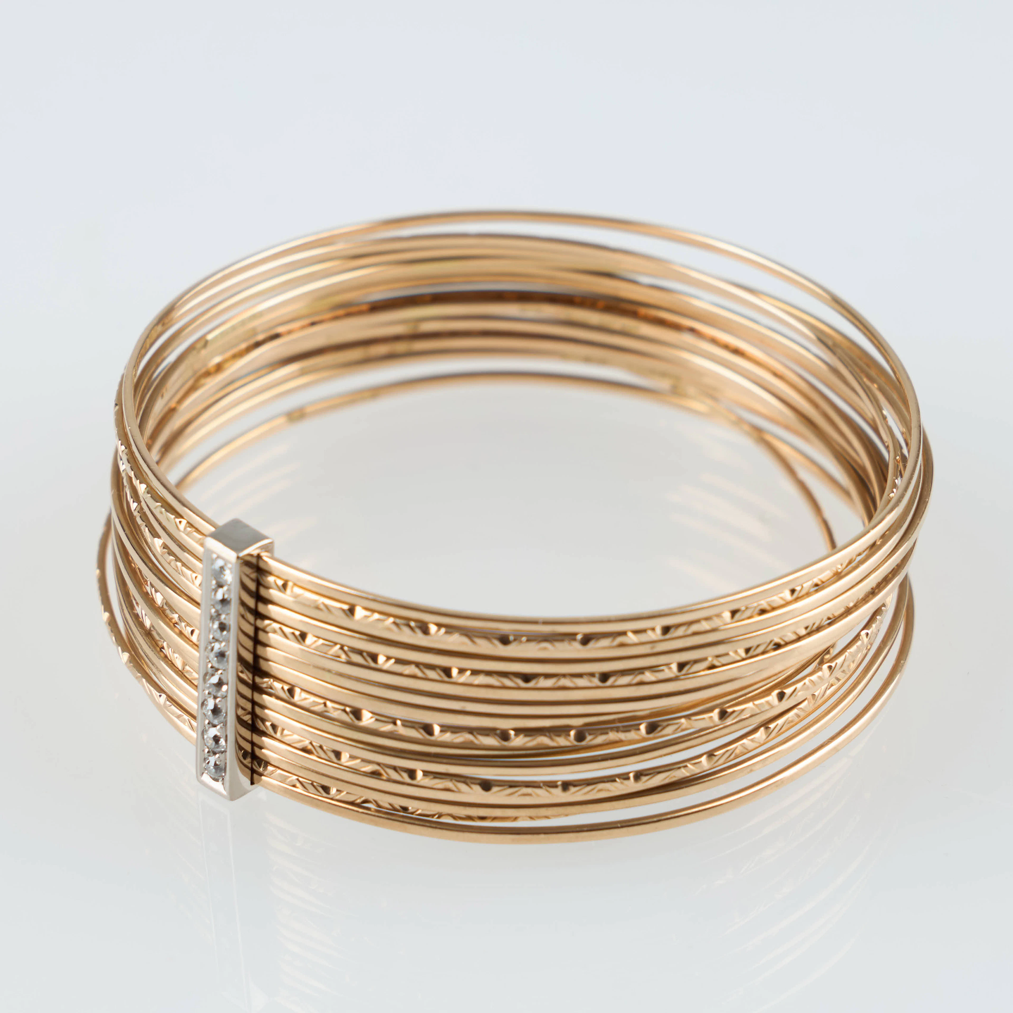 ARMBAND, 14K guld/vitguld, gammalslipade diamanter, Teuvo Bly / Viljo