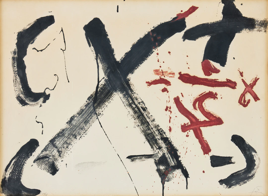 ANTONI TÀPIES. "Gran X" from "Negre I Roig".