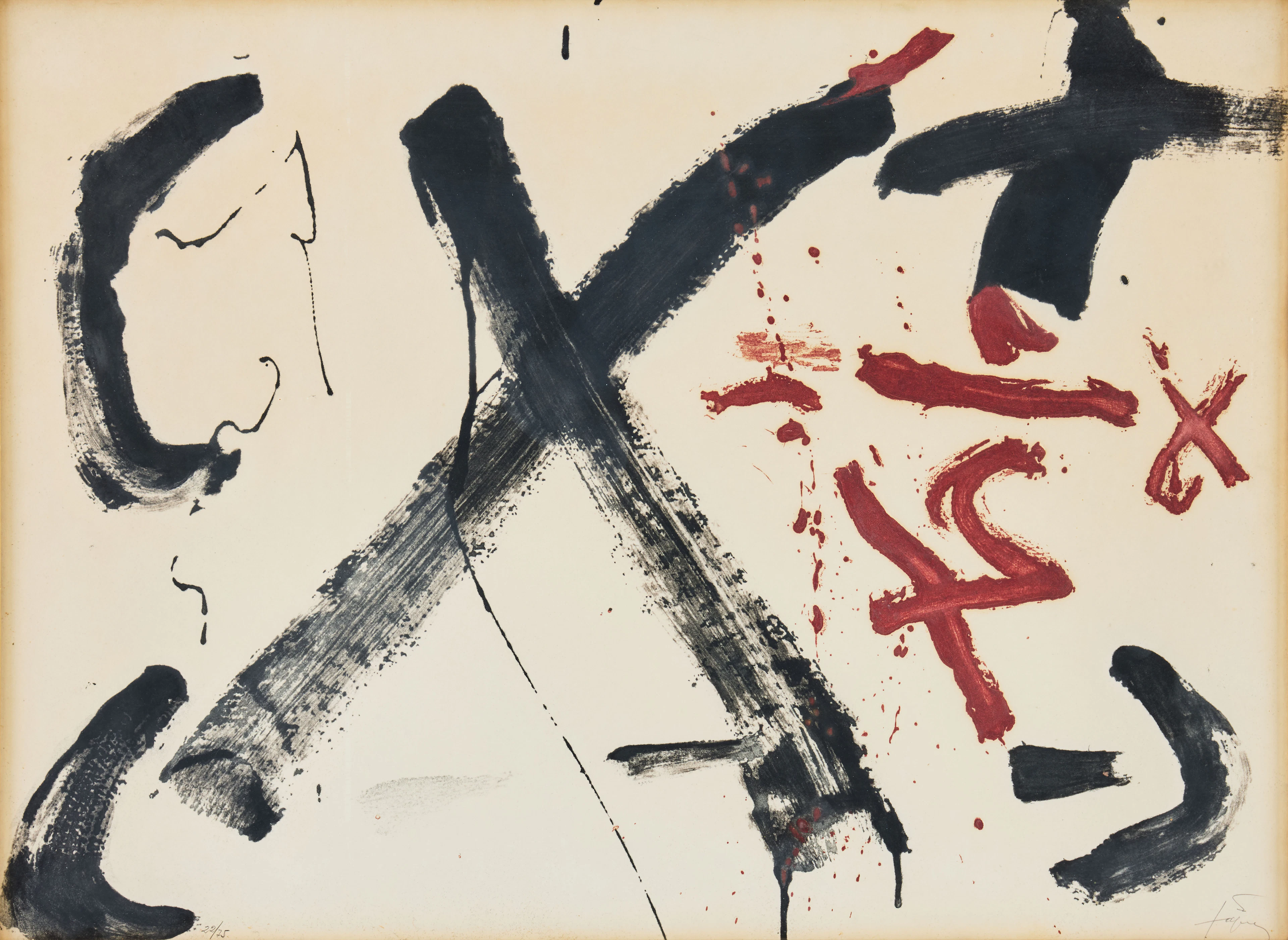 ANTONI TÀPIES. "Gran X" from "Negre I Roig".