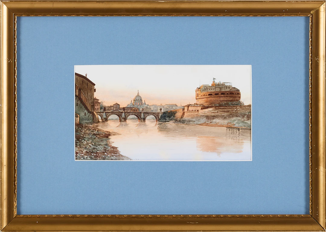 LUIGI ROSSI (1853-1923). Rom, Castel St Angelo, akvarell på papper