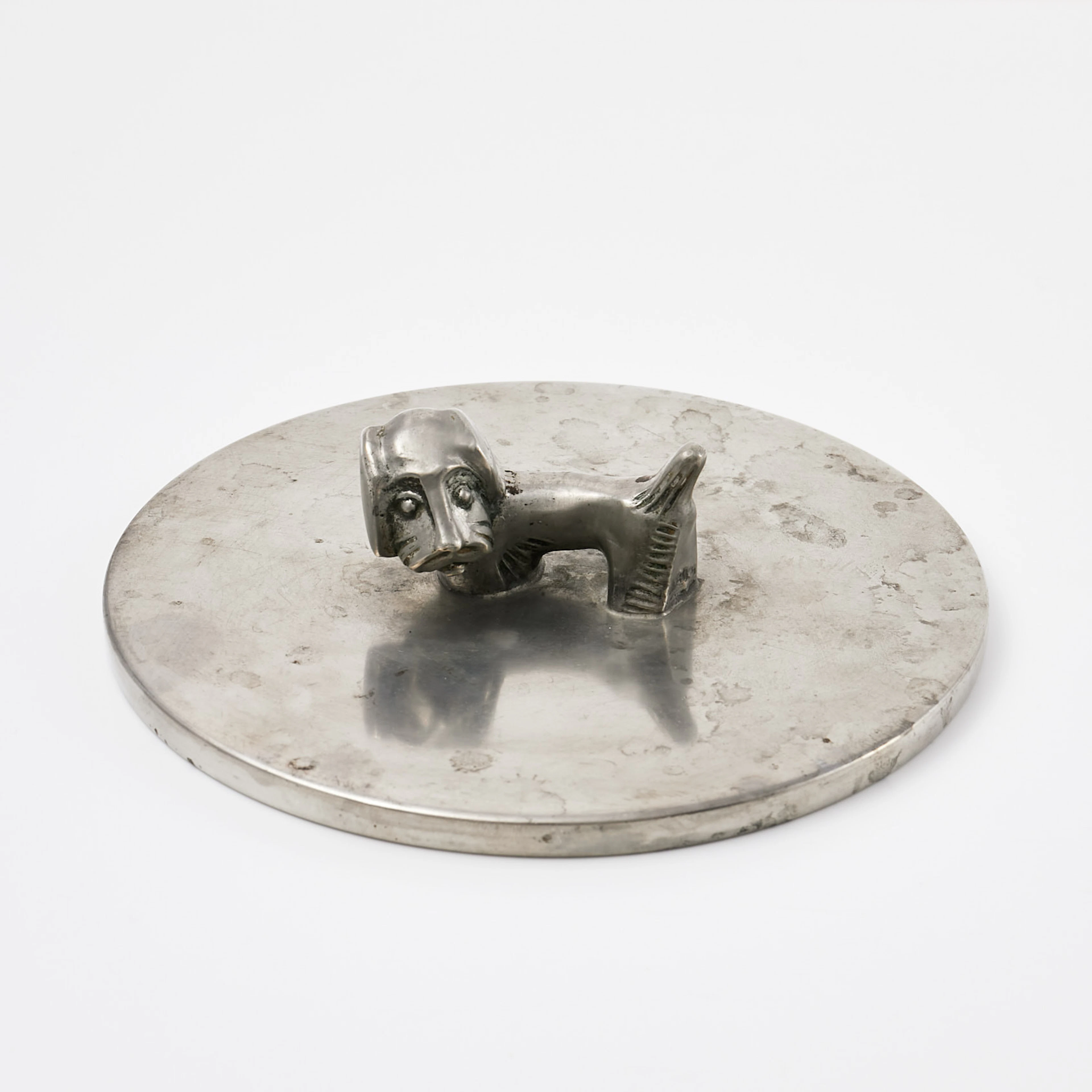 HANDSPEGEL, tenn, 1930-tal, med handtag i form av tax, Swedish Modern.