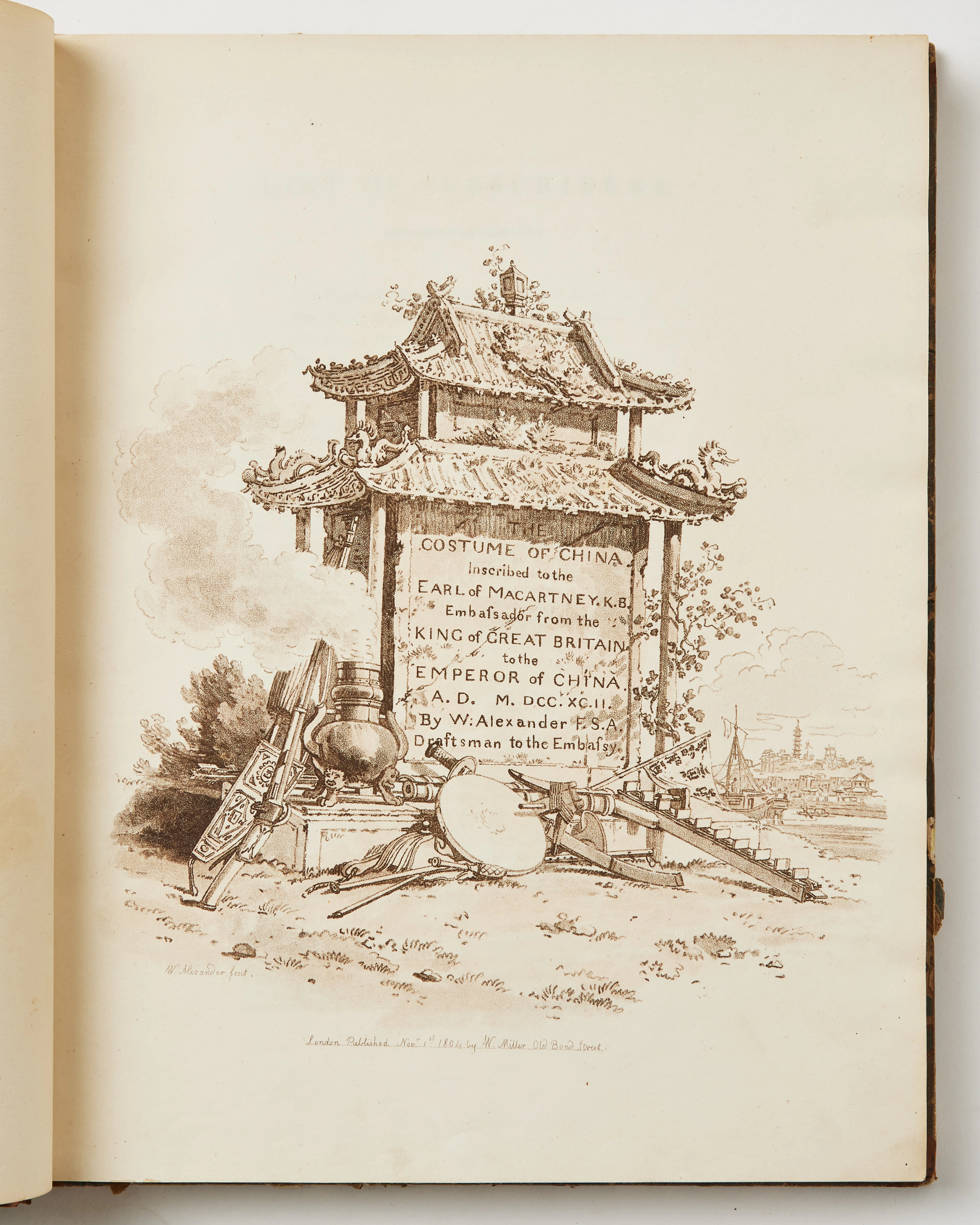 COSTUMES OF CHINA BY ALEXANDER WITH 48 HAND-COLOURED LITHOGRAPHS 1805.