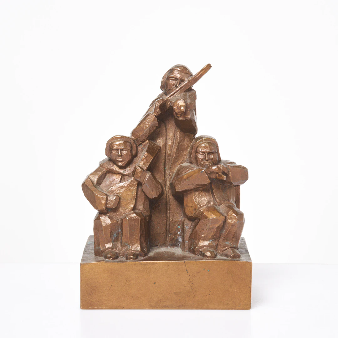 GEORG BOLIN. Skulptur, brons, i form av spelmansgrupp, signerad, gjutarstämpel