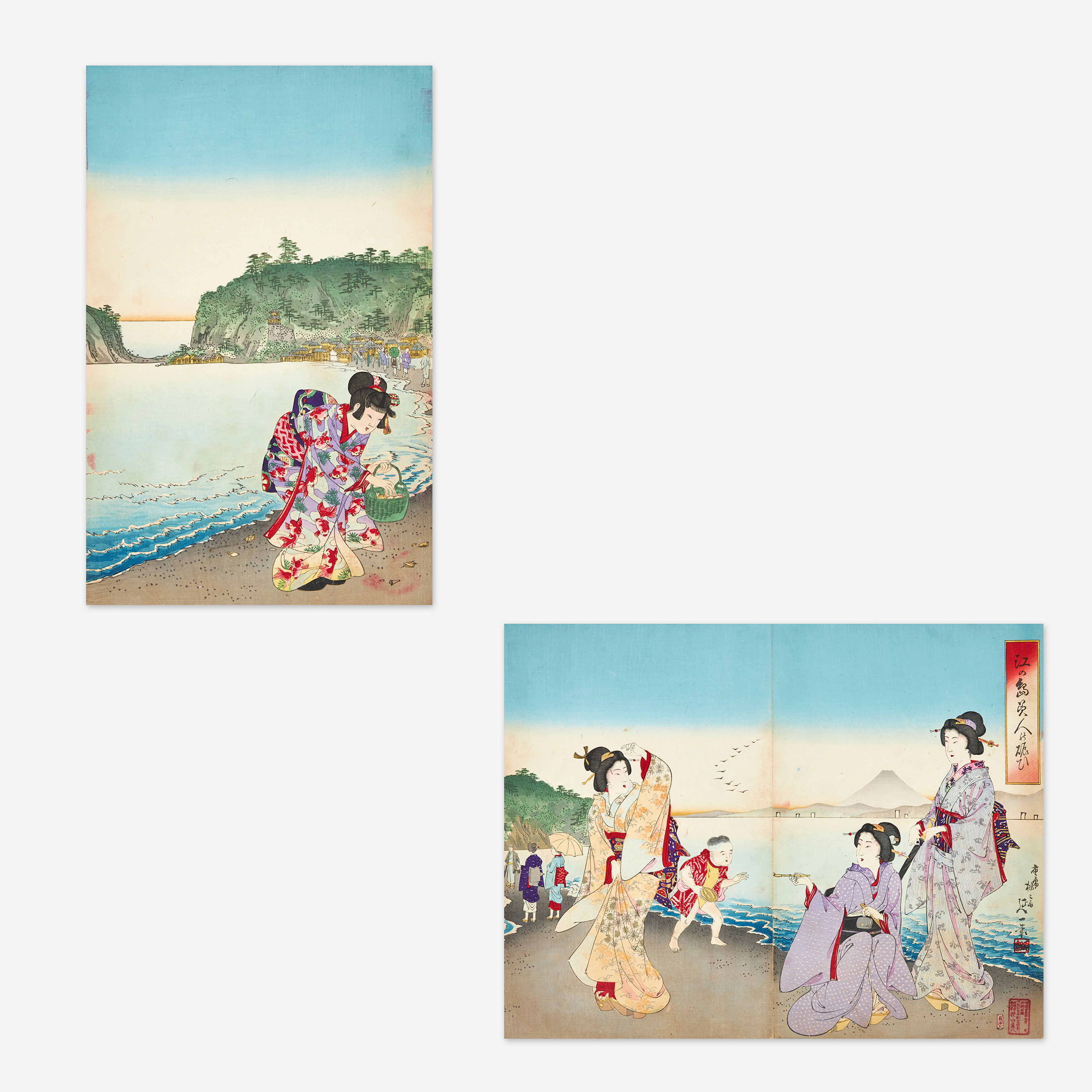 OBUKAZU YOSAI (JAPAN, 1872 - 1944). Beauties at Enoshima Island.