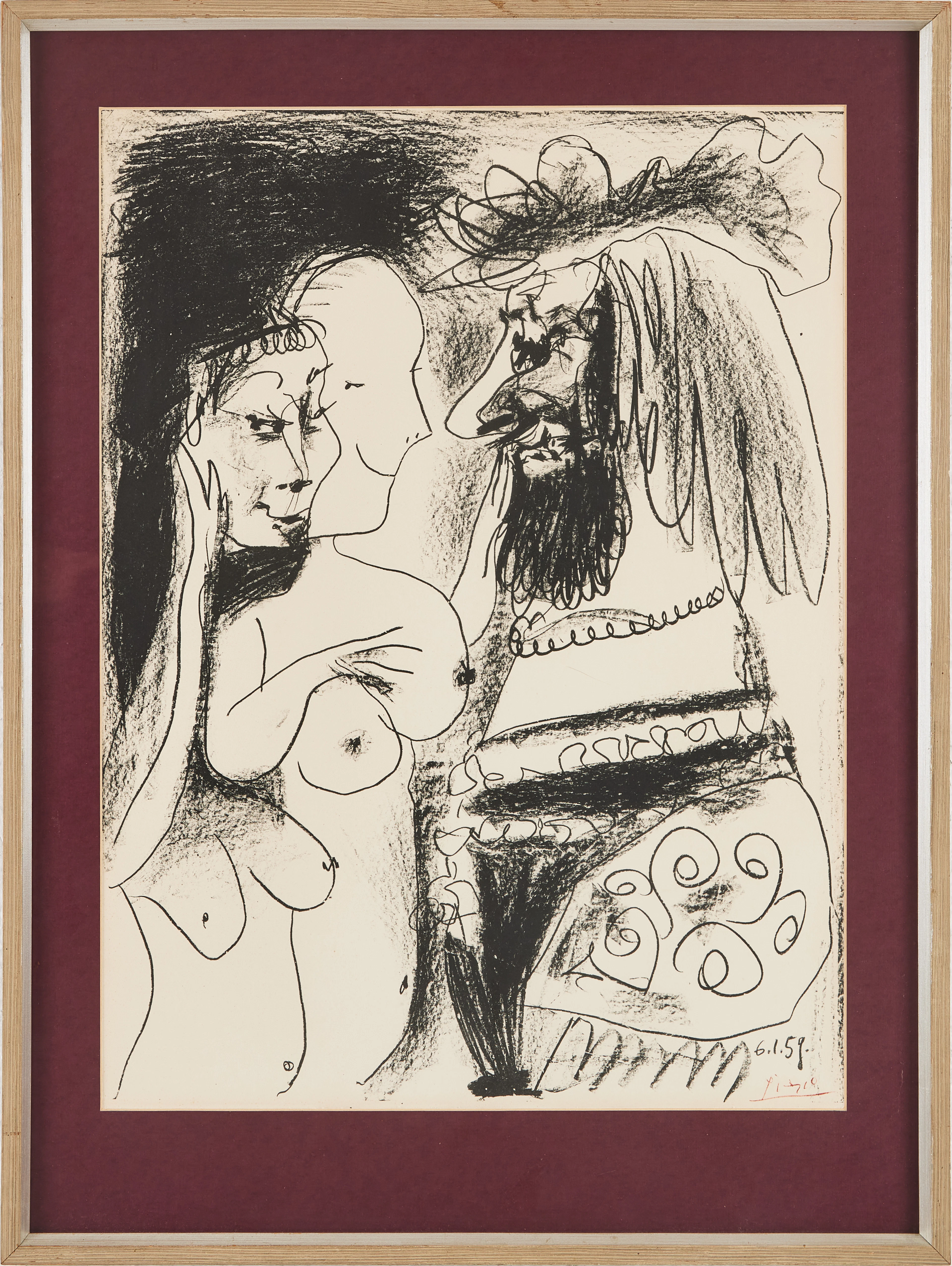 PABLO PICASSO. "Le Vieux Roi", litografi, 1959,Signerad i trycket.