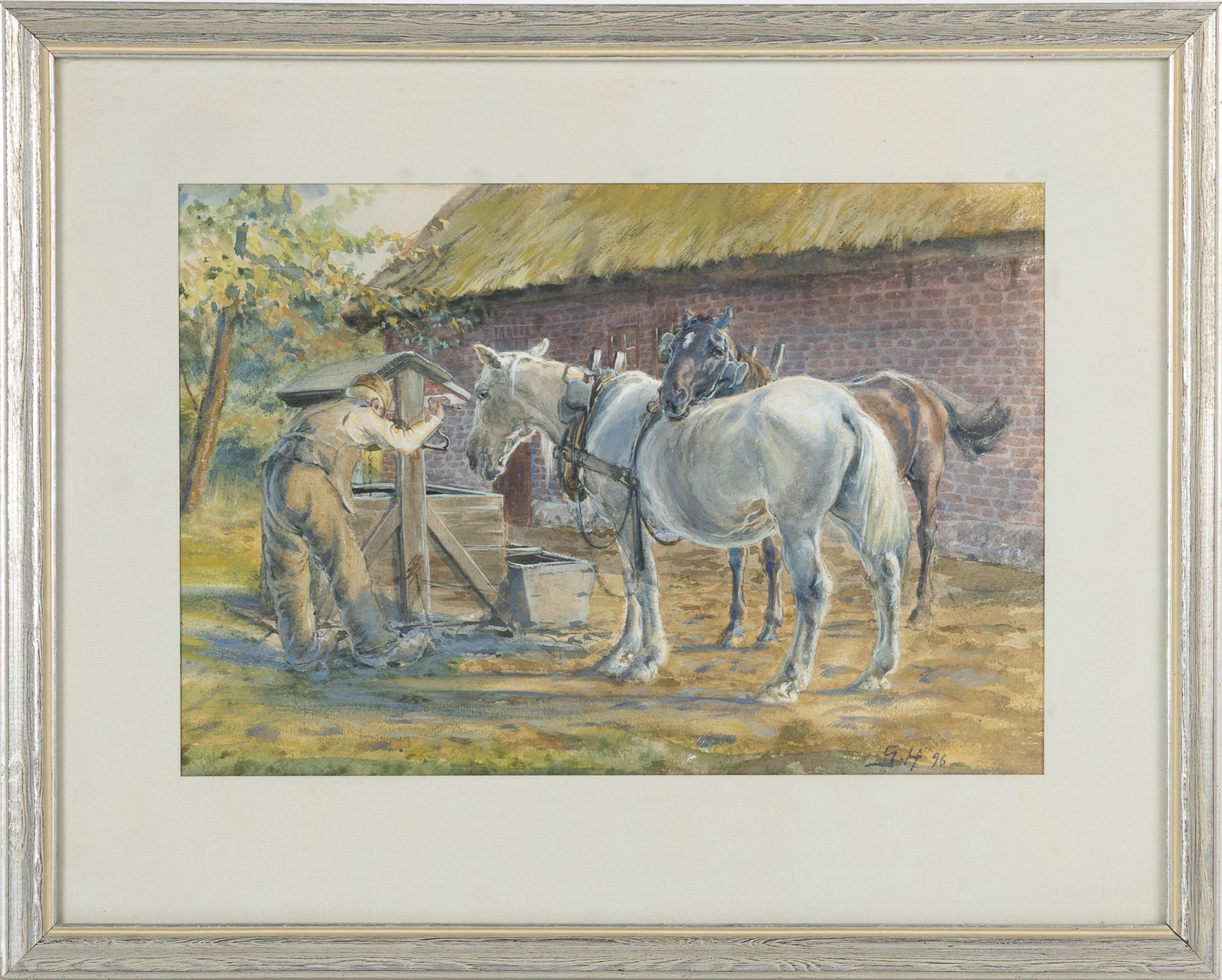 GISELA HENCKEL-TRAPP (1873-1958). Hästarna ska vattnas.