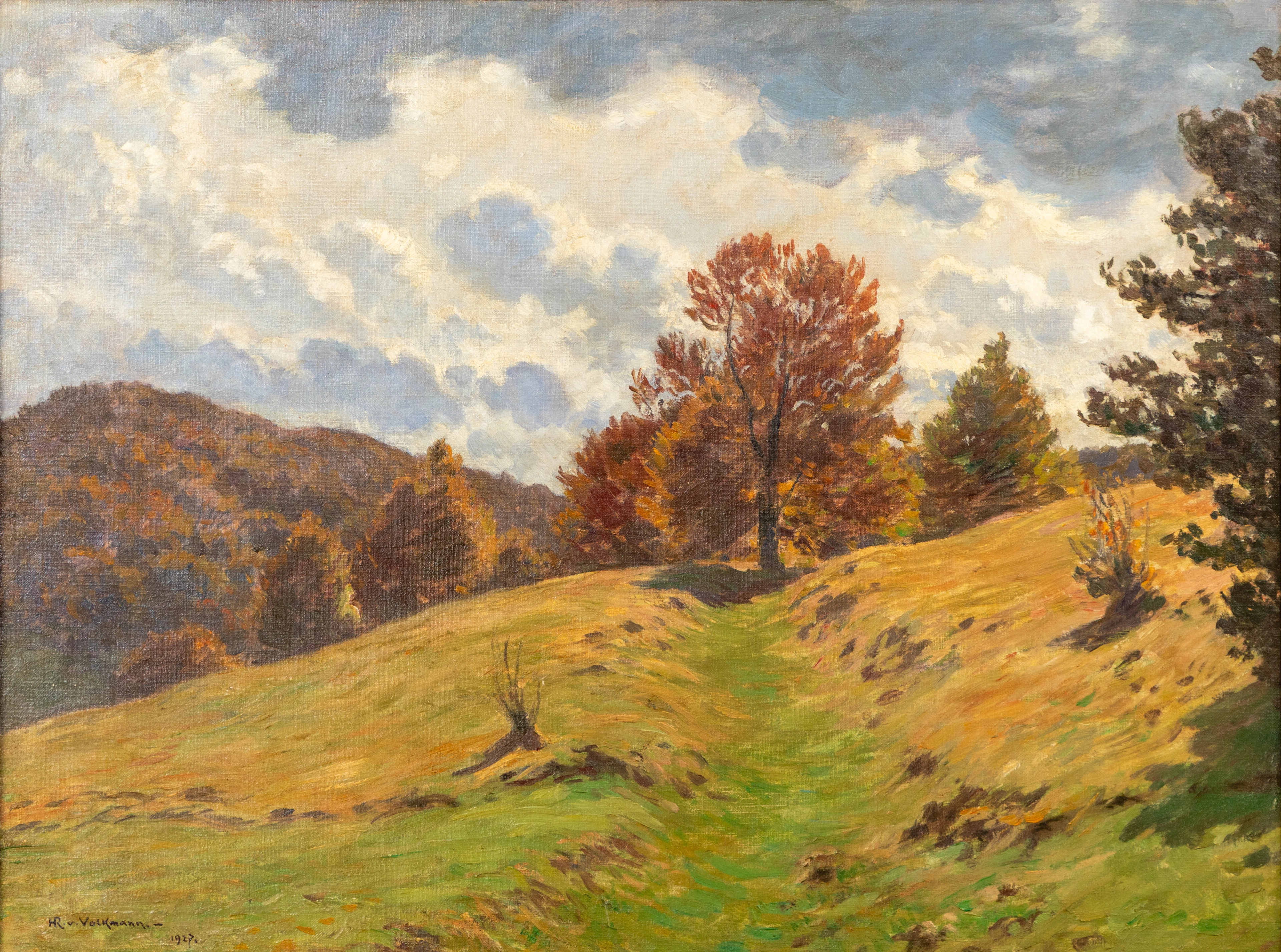 HANS RICHARD VON VOLKMANN (1860-1927). Herbstlicher Berghang.
