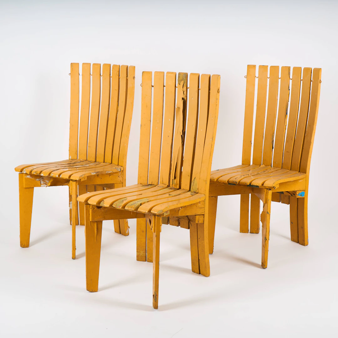 ALVAR AALTO. Trädgårdstolar 3 st. Modell 310, "Aurinko-serien", Artek