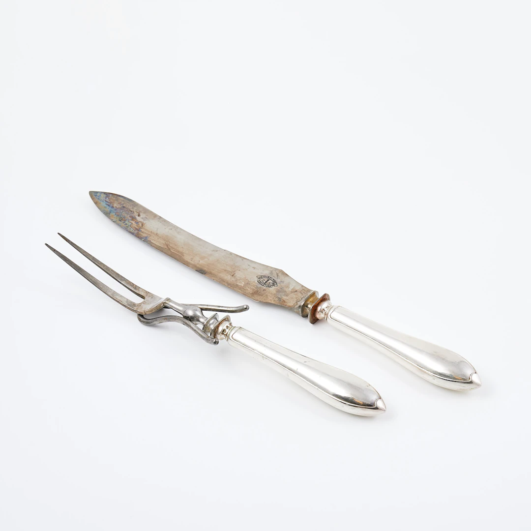 CG Hallberg, trancheringsbestick, silver, "Svensk Spetsig", Järnbolaget