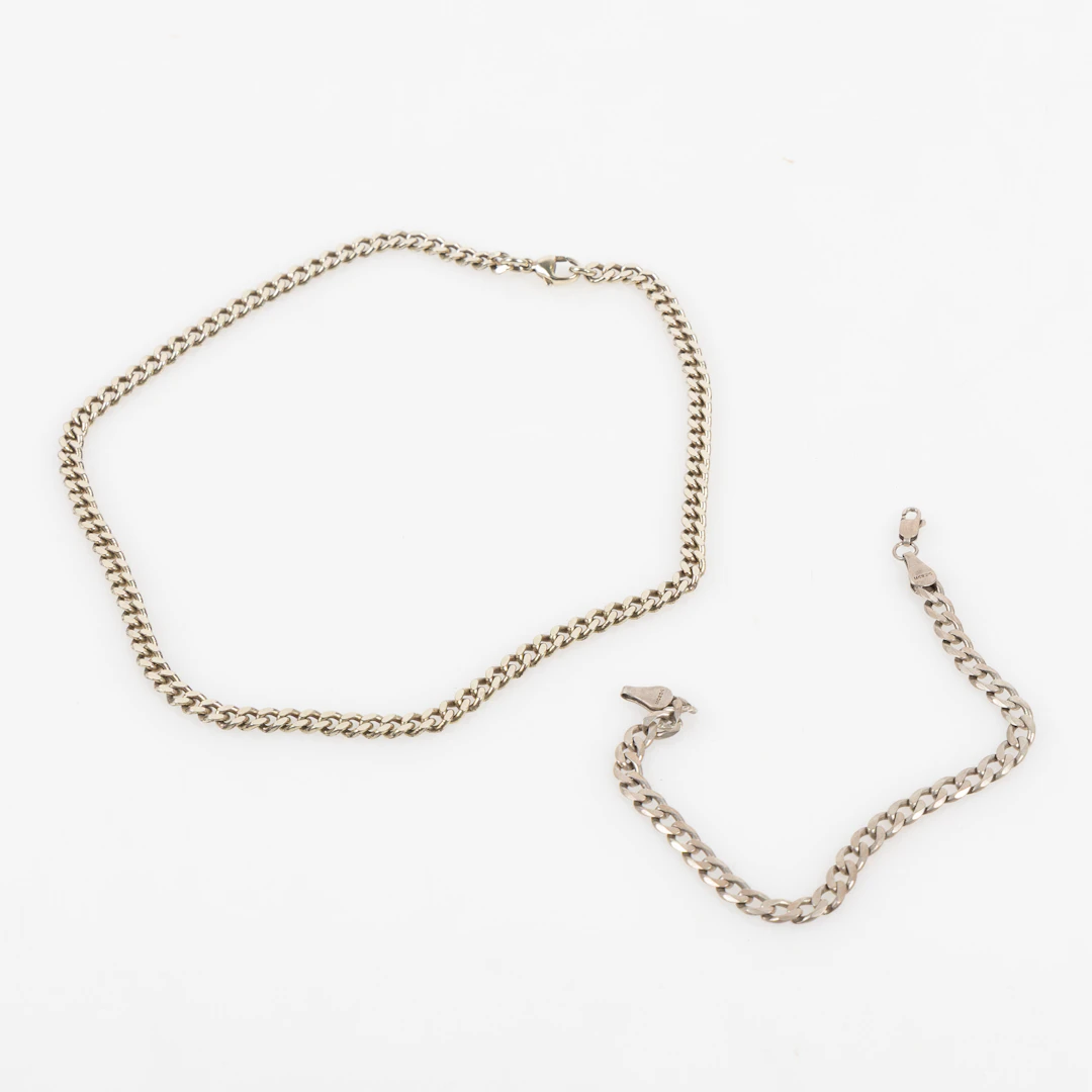 PANSARLÄNK SAMT ARMLÄNK, sterlingsilver tot 36 gram.