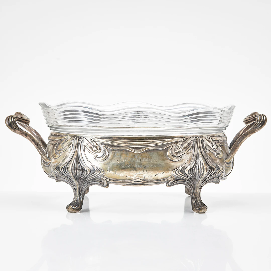 K ANDERSON. Jardinär, silver, Stockholm 1909, jugend.