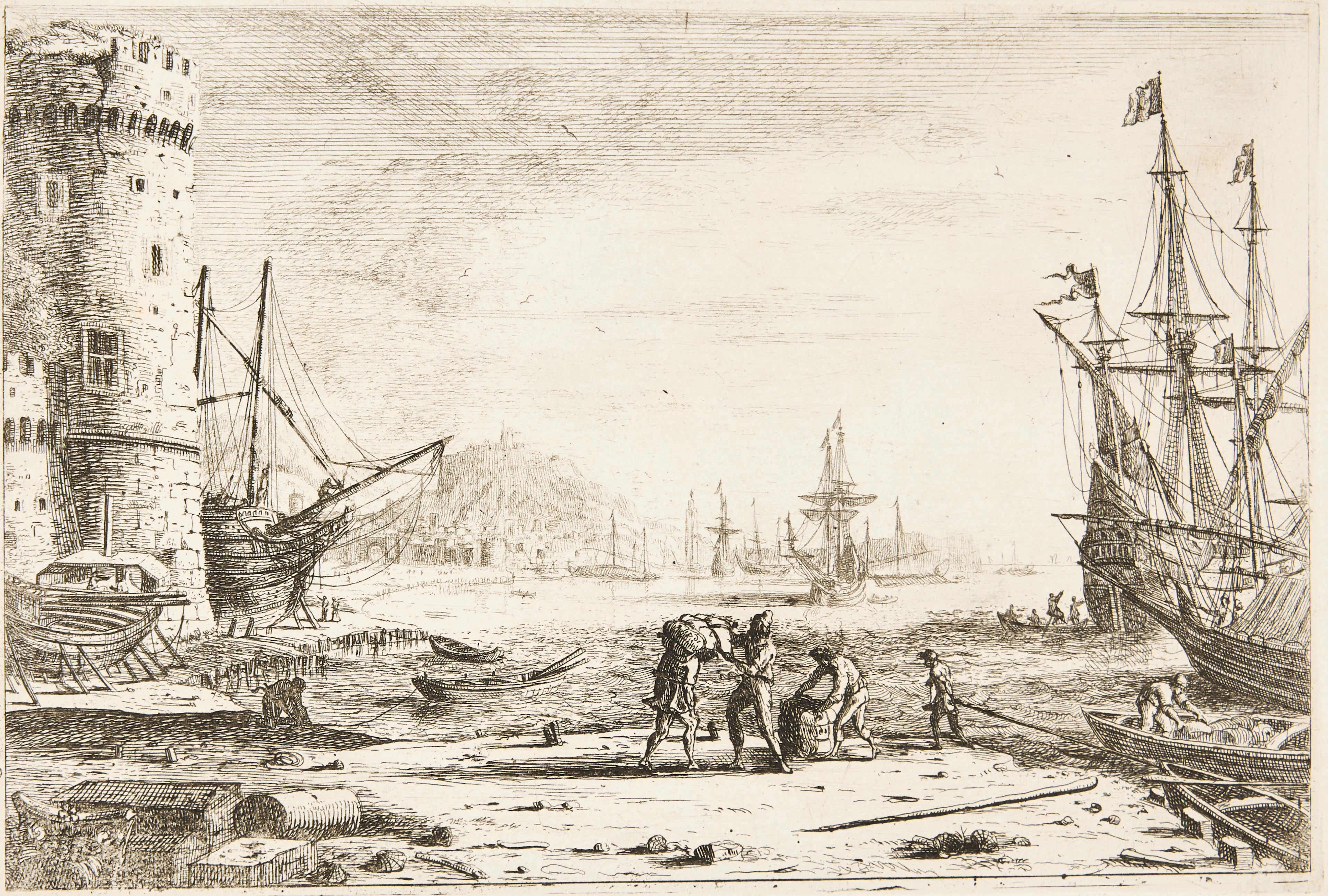 CLAUDE GELLÉE (FRANCE 1600-1682) CALLED LE LORRAIN. "Le Port de mer