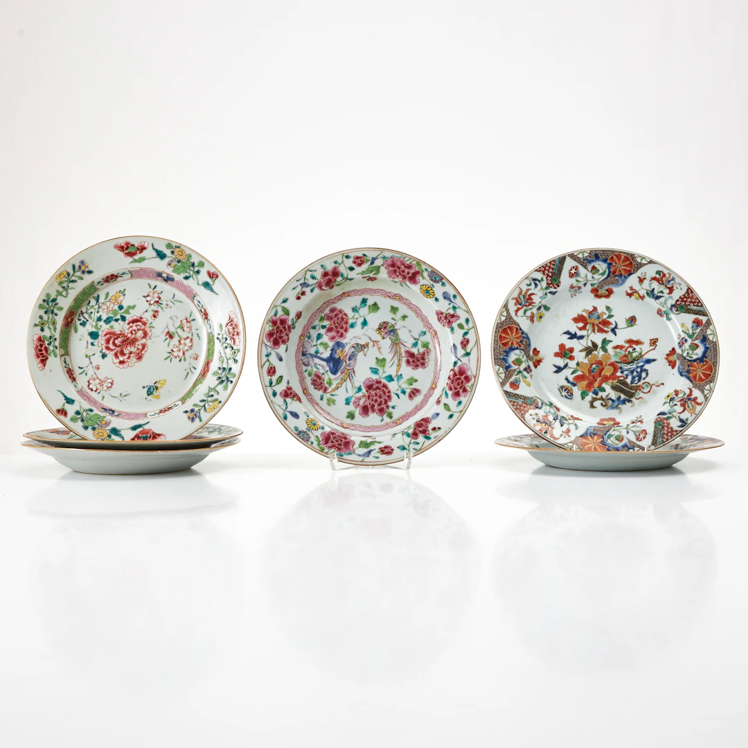 TALLRIKAR, 6 st., porslin, Kina, Yongzheng (1723-1735), varierande