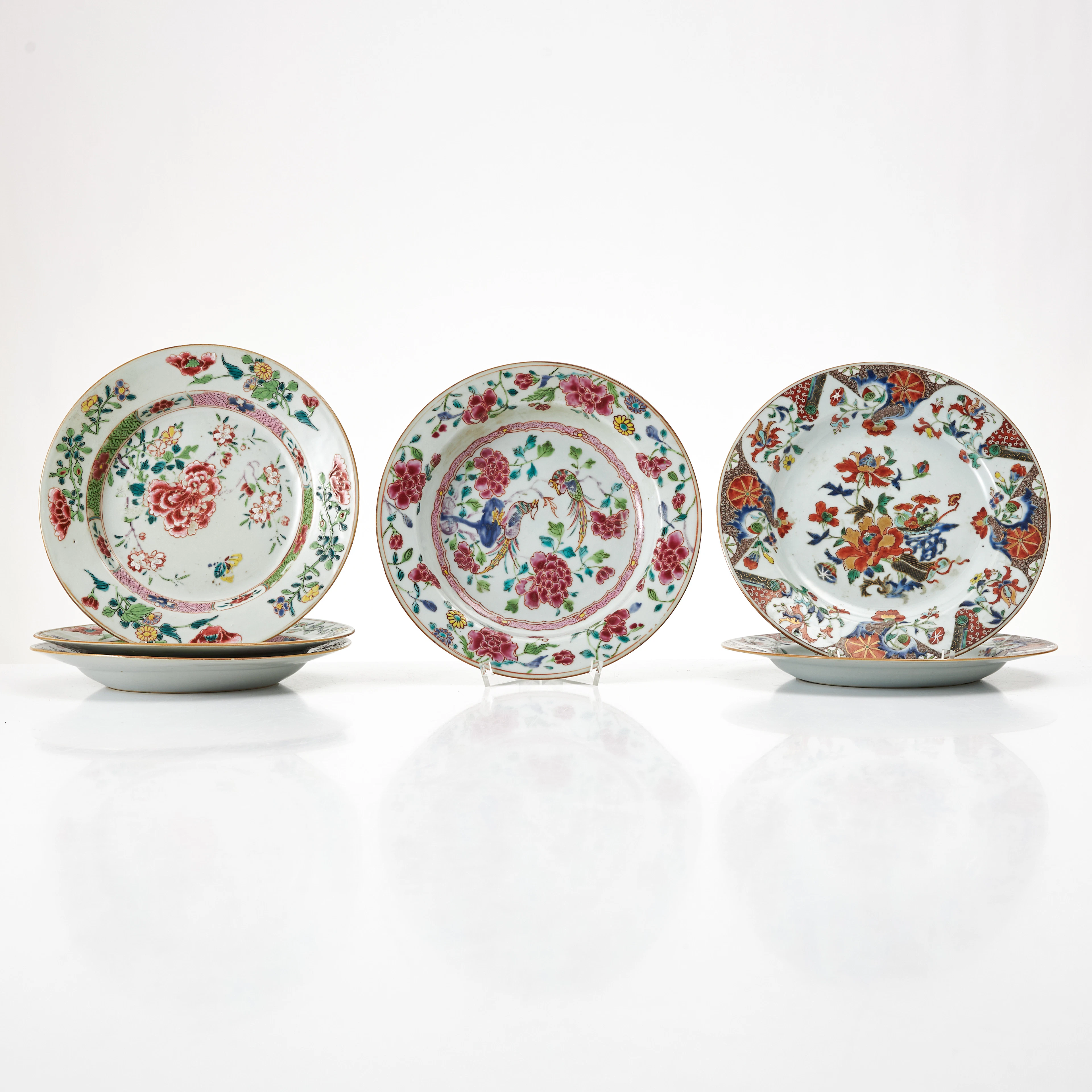 TALLRIKAR, 6 st., porslin, Kina, Yongzheng (1723-1735), varierande