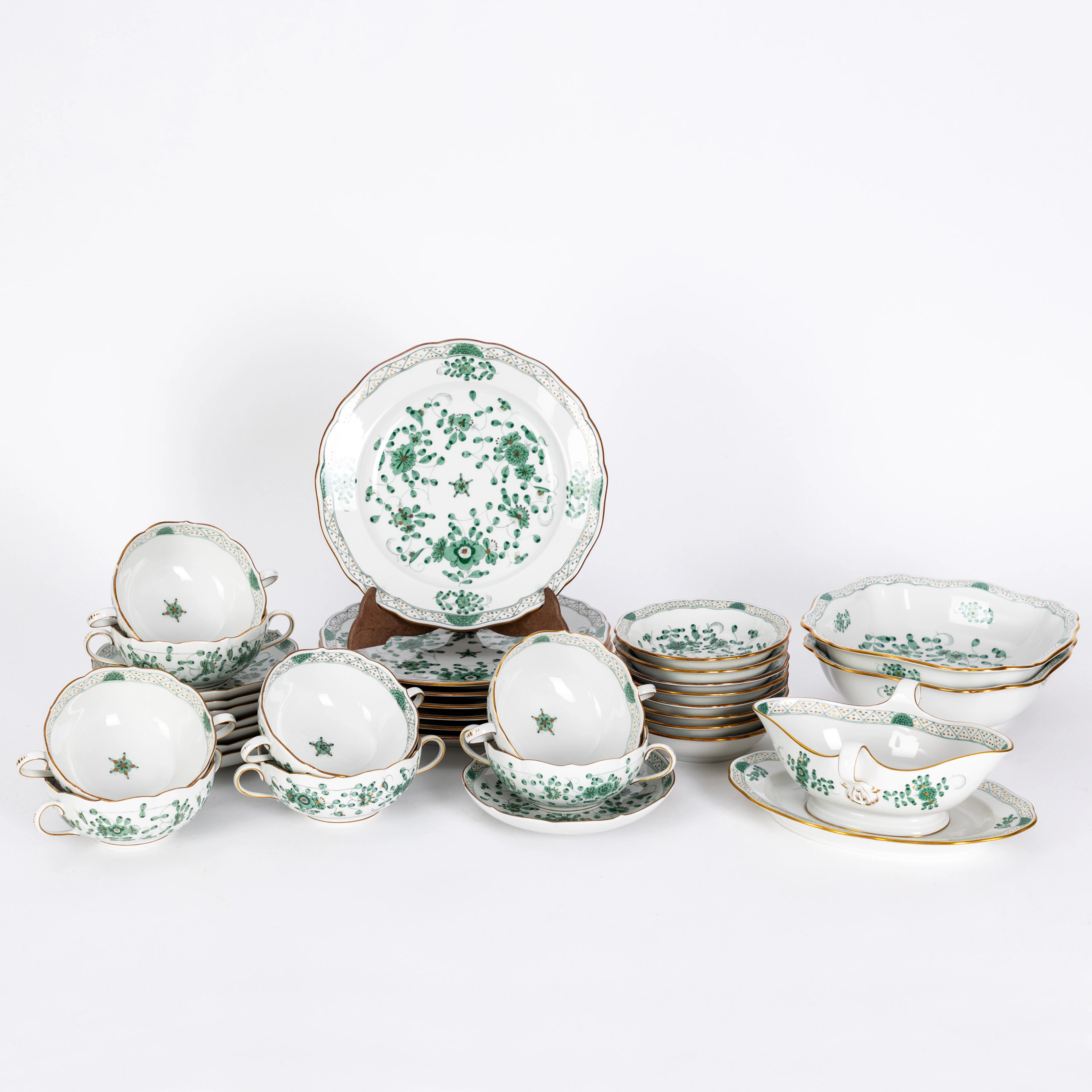 MEISSEN. Speiseservice ´Indisch Grün` , 2. Hälfte 20. Jh. (34).