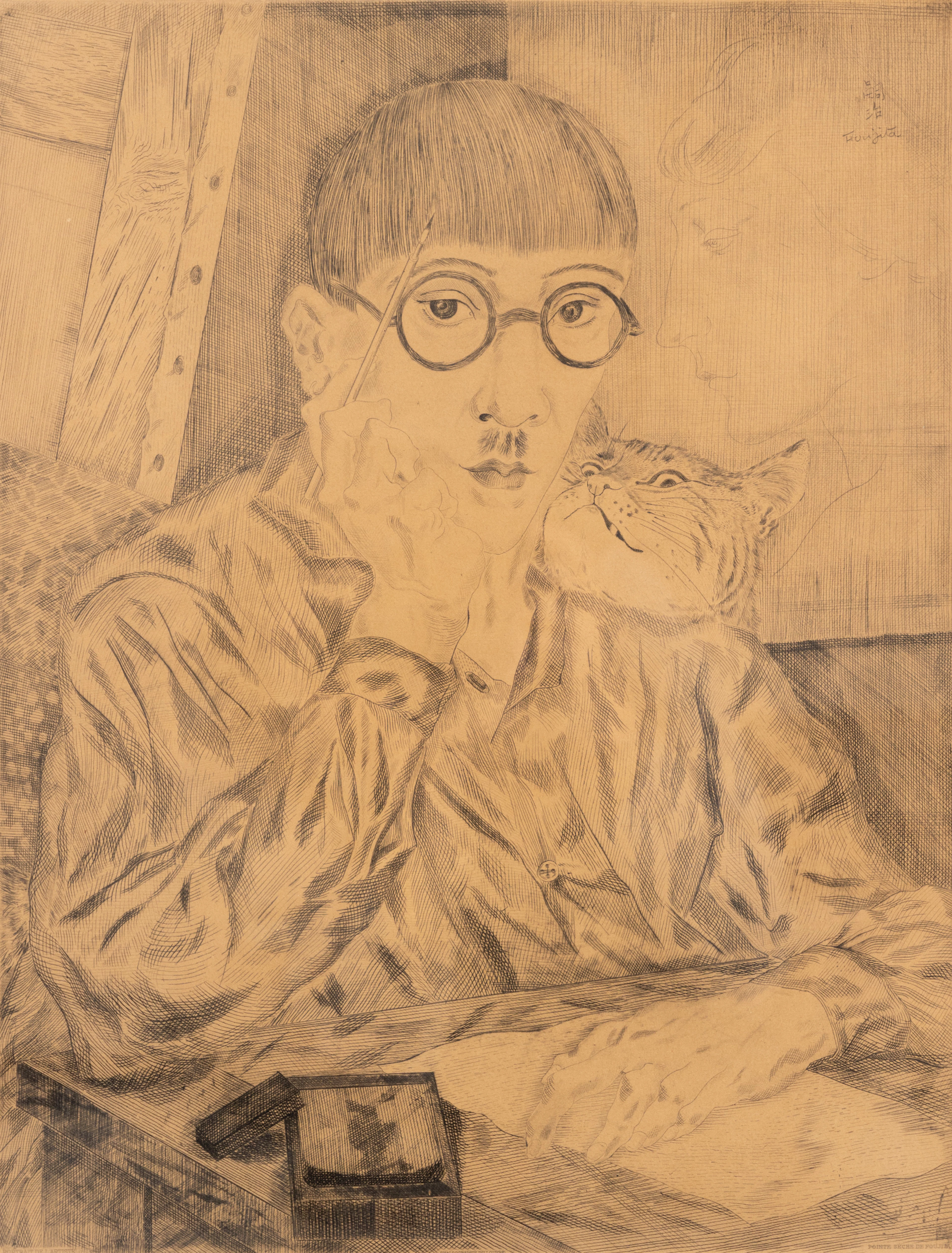 TSUGUHARU FOUJITA (1886-1968). Portrait de l'Artiste.