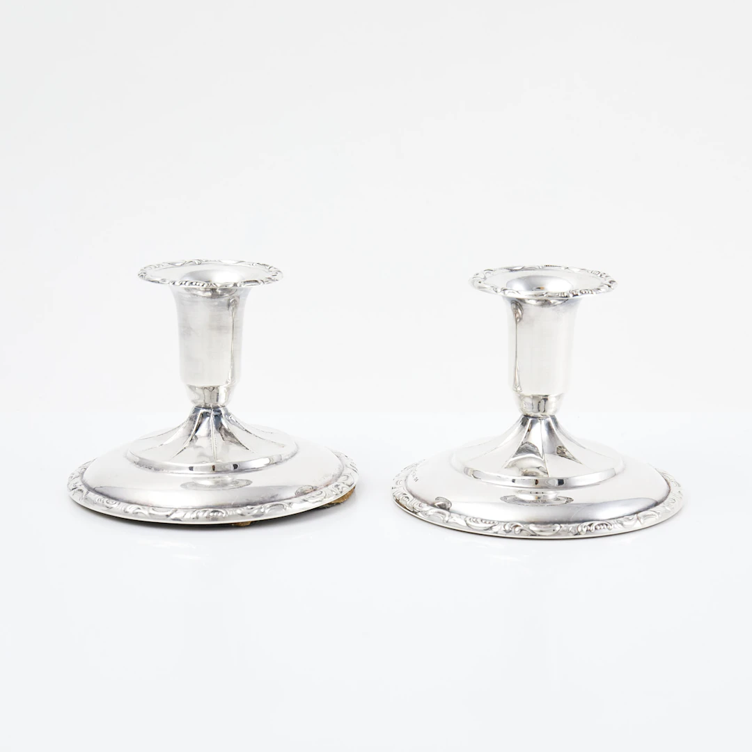 LJUSSTAKAR. 1 par, silver, fyllda, svensk importstämpel, Norge, 1900-tal.