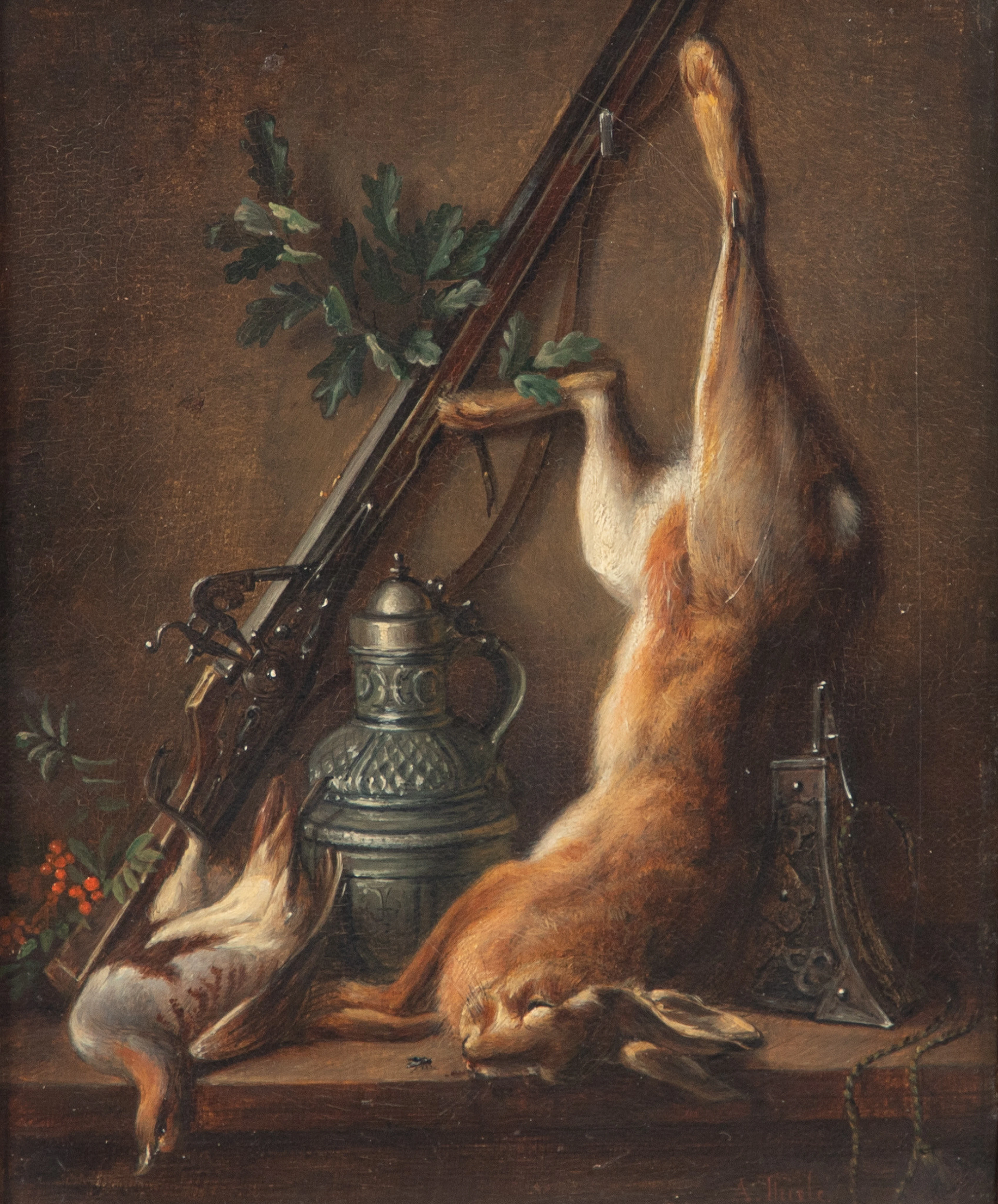 ARTHUR THIELE (1841-1919). Kleines Jagdstilleben.
