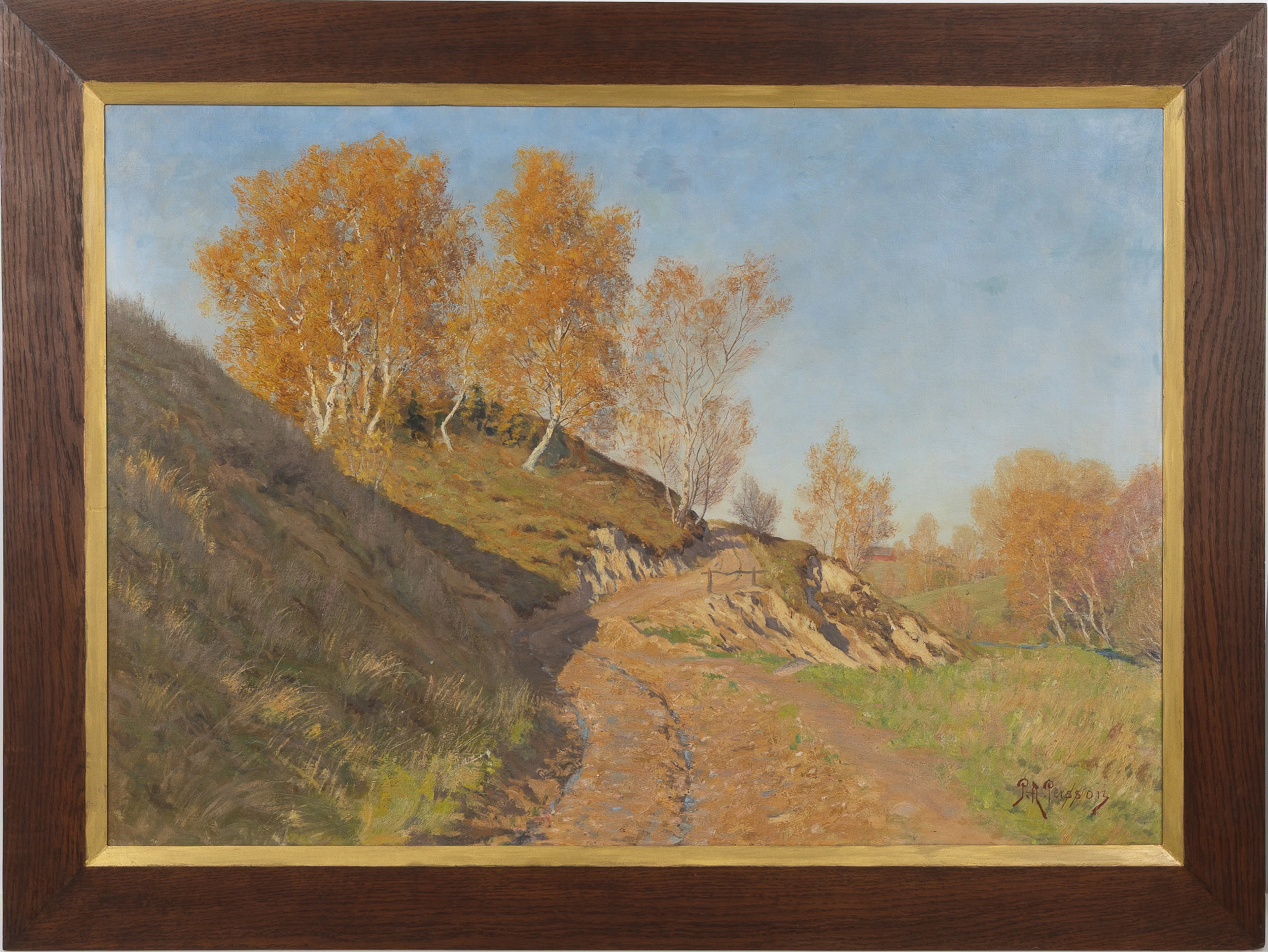 PETER ADOLF PERSSON. Höstmotiv vid landsväg, olja på duk, signerad.