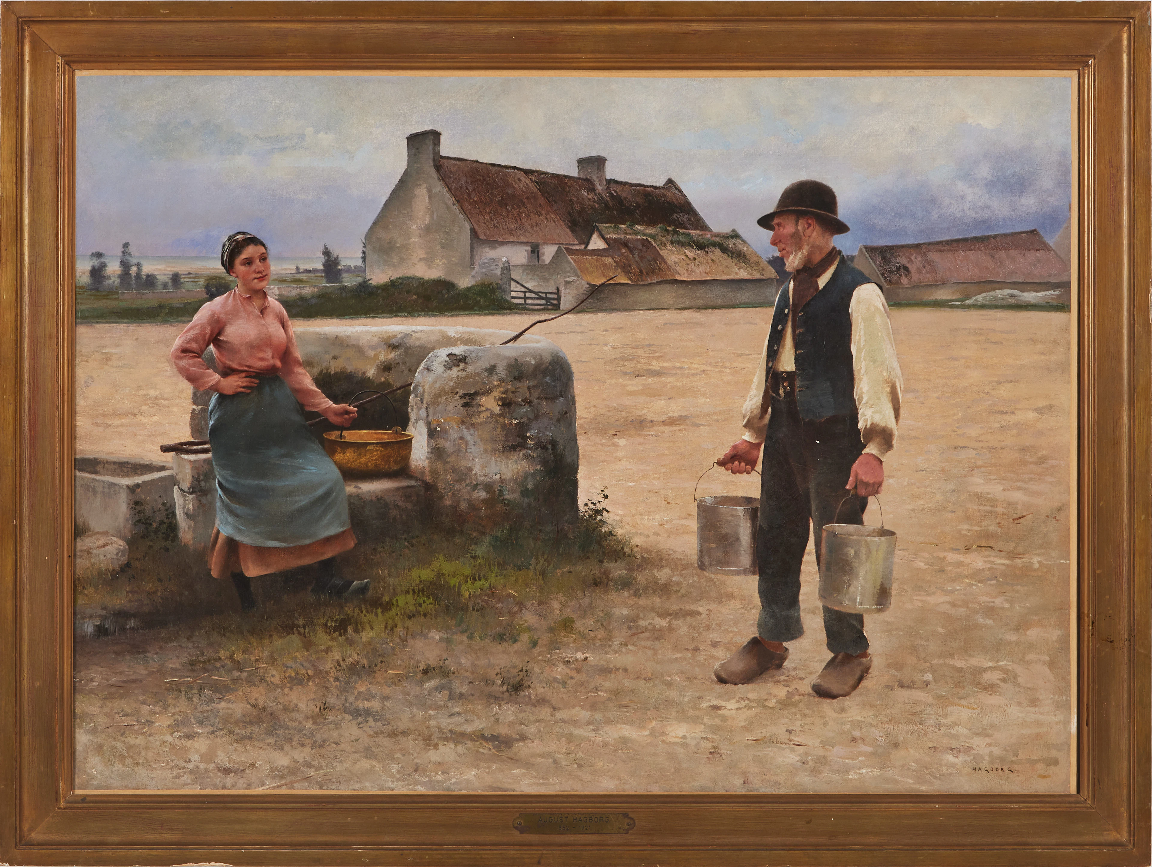 AUGUST HAGBORG. "Eliezer och Rebecka"/ Mötet vid brunnen.