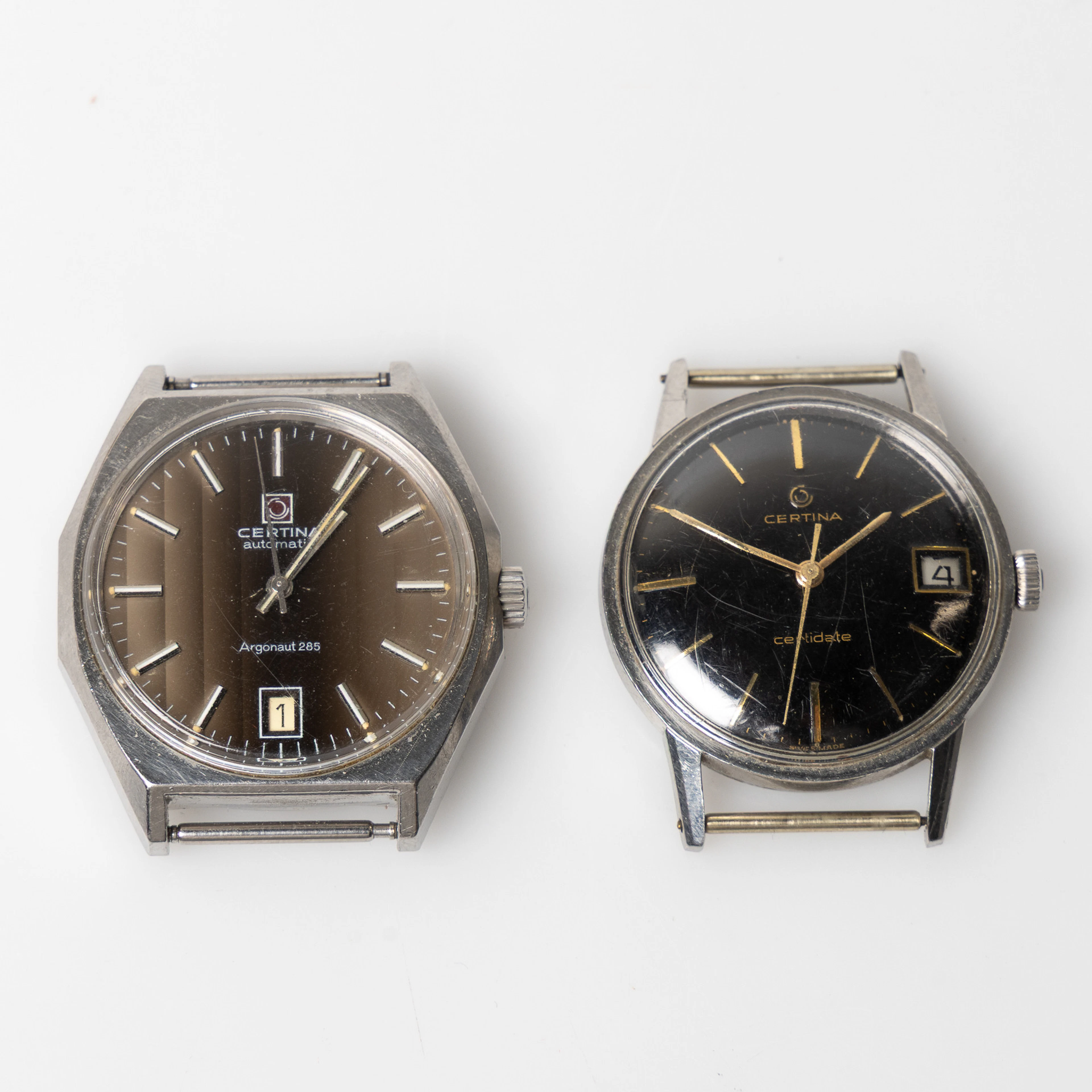 CERTINA, 2 st, armbandsur, stål, 1960/70-tal.