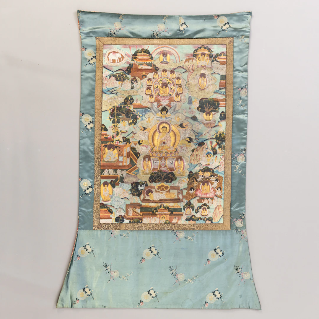 Thangka „Das Leben des Buddha Shakyamuni“, Nepal, 20. Jh.