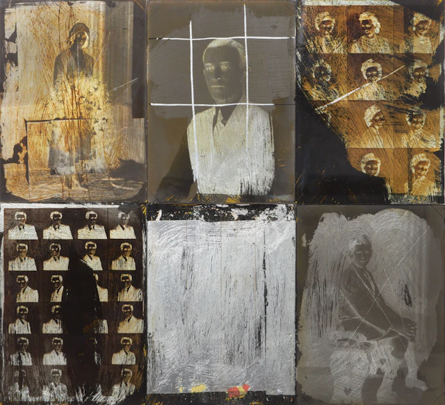 MIKAEL LUNDBERG (1952-). 6 st, mixed media, glasnegativ, signerade a tergo.