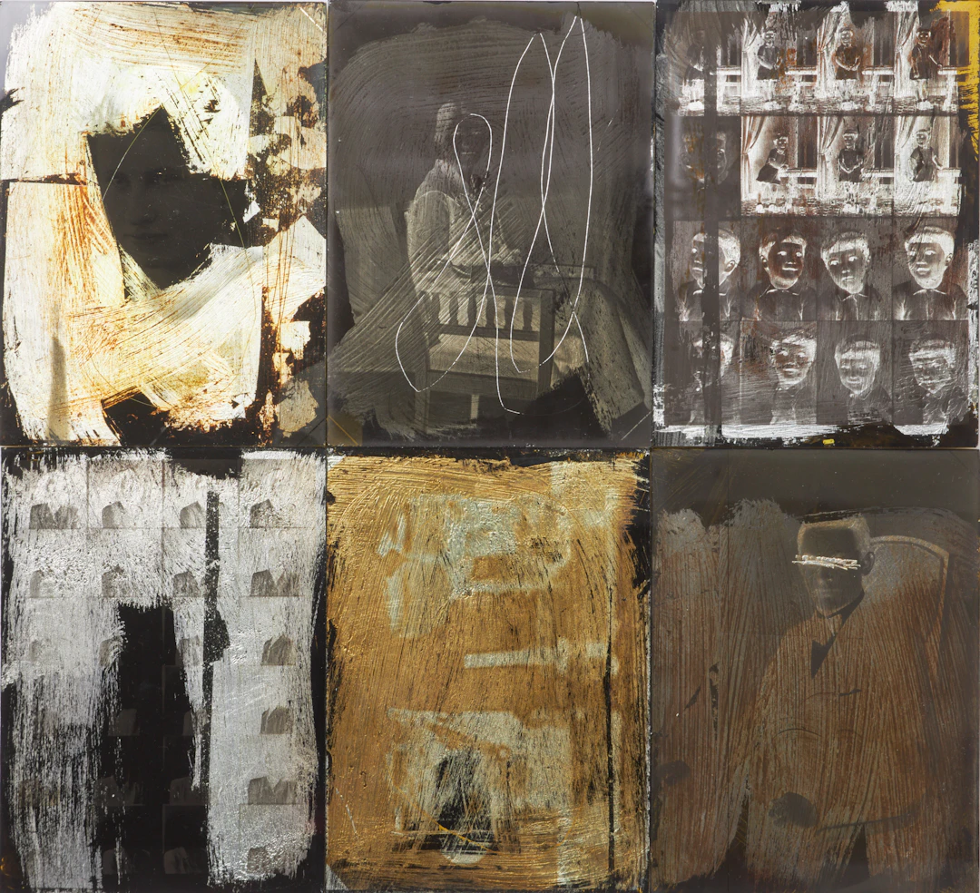 MIKAEL LUNDBERG (1952-). 6 st, mixed media, glasnegativ, signerade a tergo.