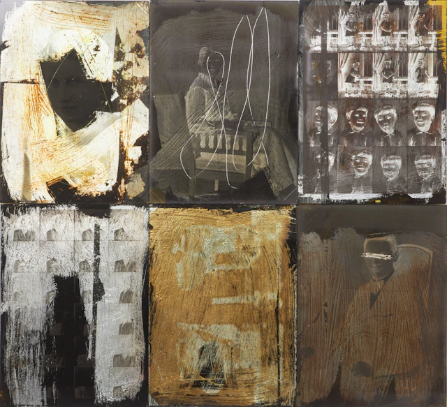 MIKAEL LUNDBERG (1952-). 6 st, mixed media, glasnegativ, signerade a tergo.