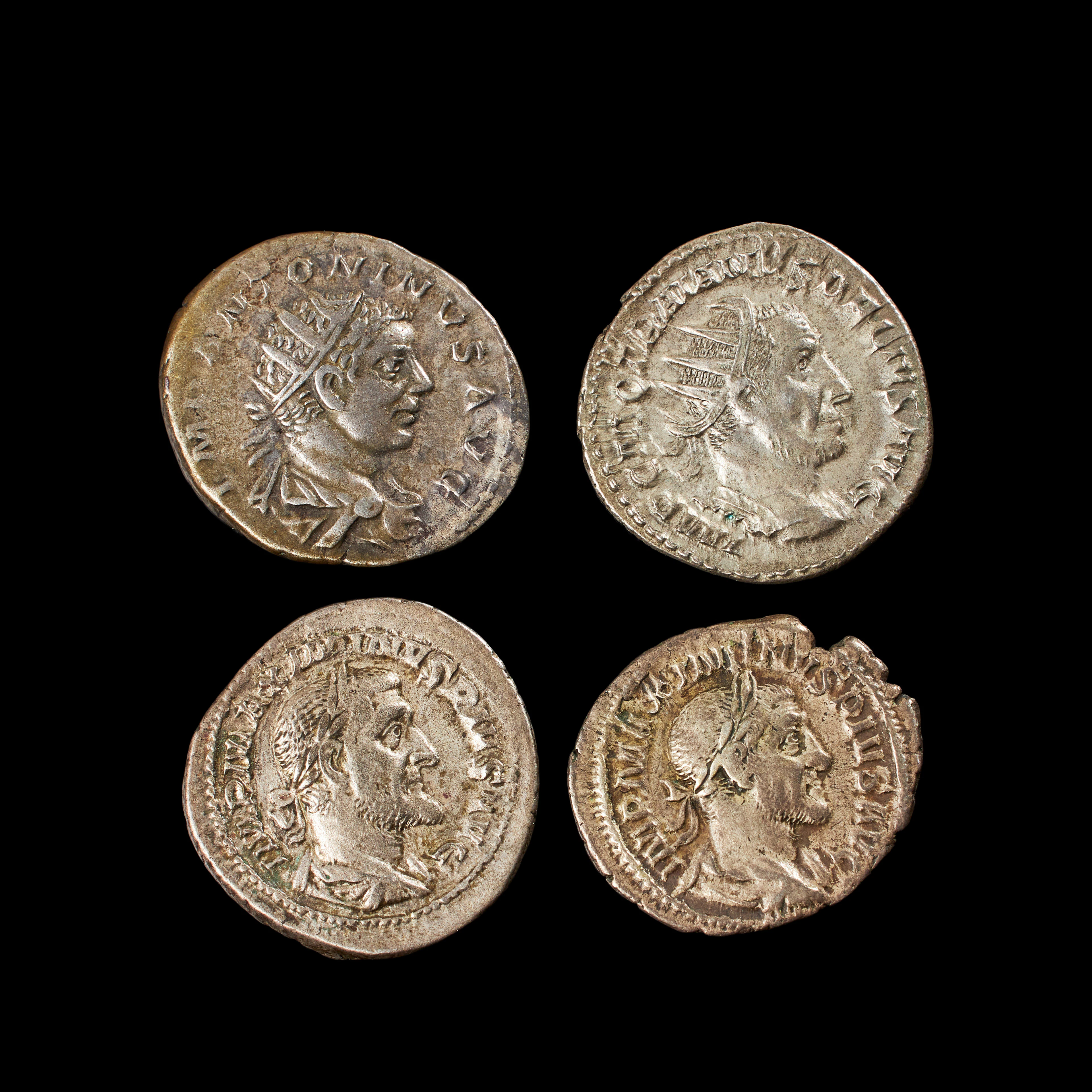 SILVERMYNT, 4 st romerska bl a Heliogabalus, antoninianus, präglad