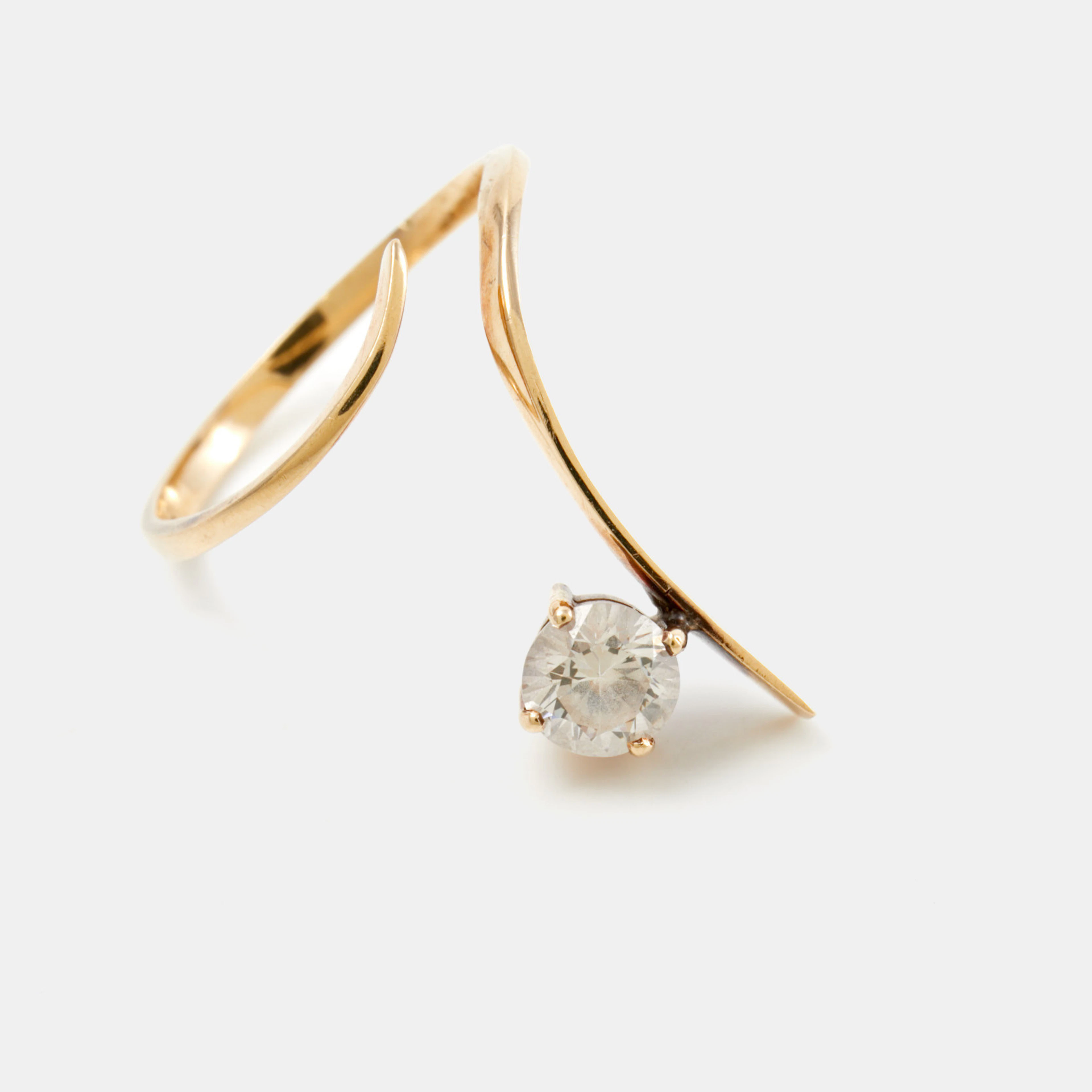 RING, 14 k guld, cubic zirkon, utländska stämplar.