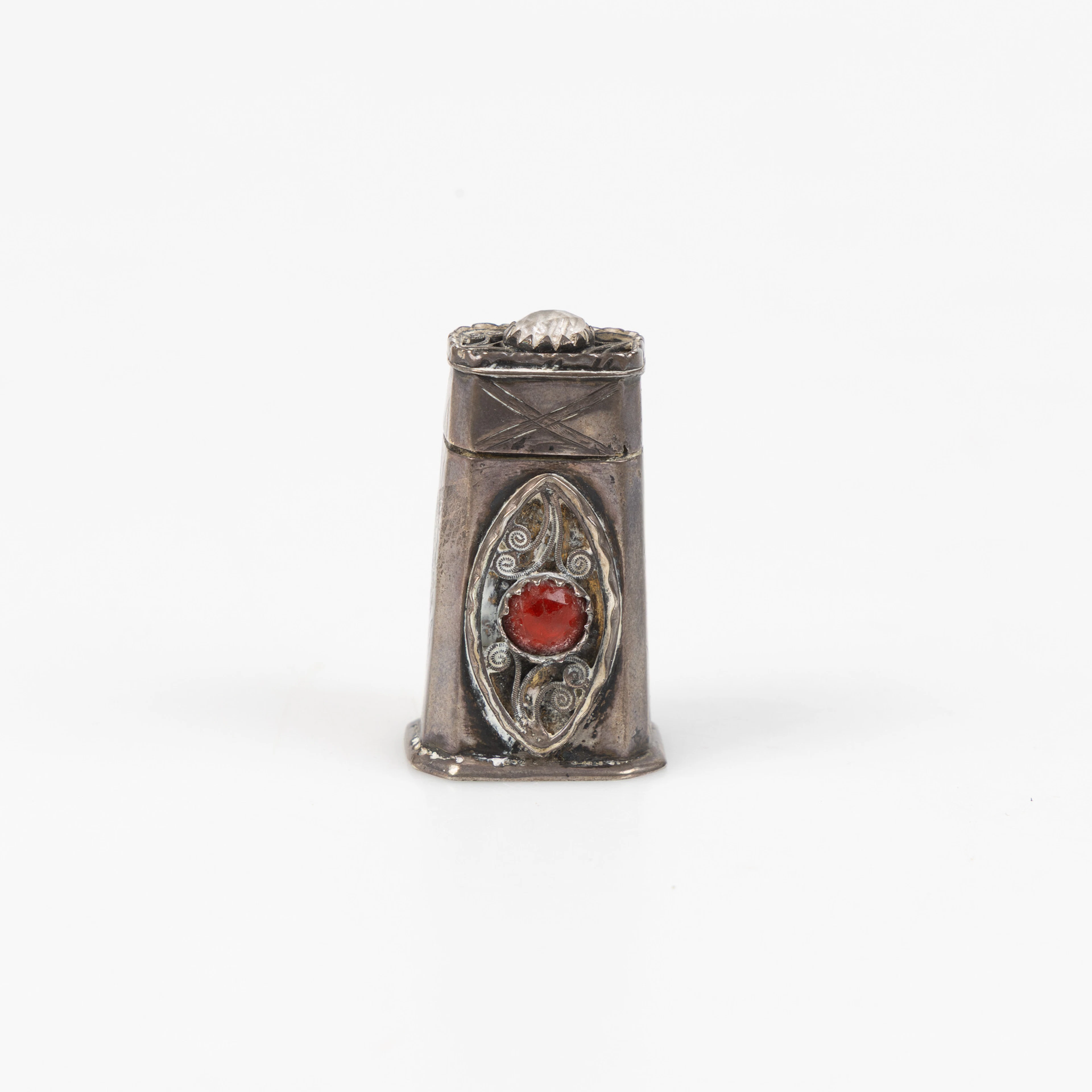 JOHAN PETTER MOLÉR. Luktdosa, Visby, verksam 1812-1830, silver med stenar.