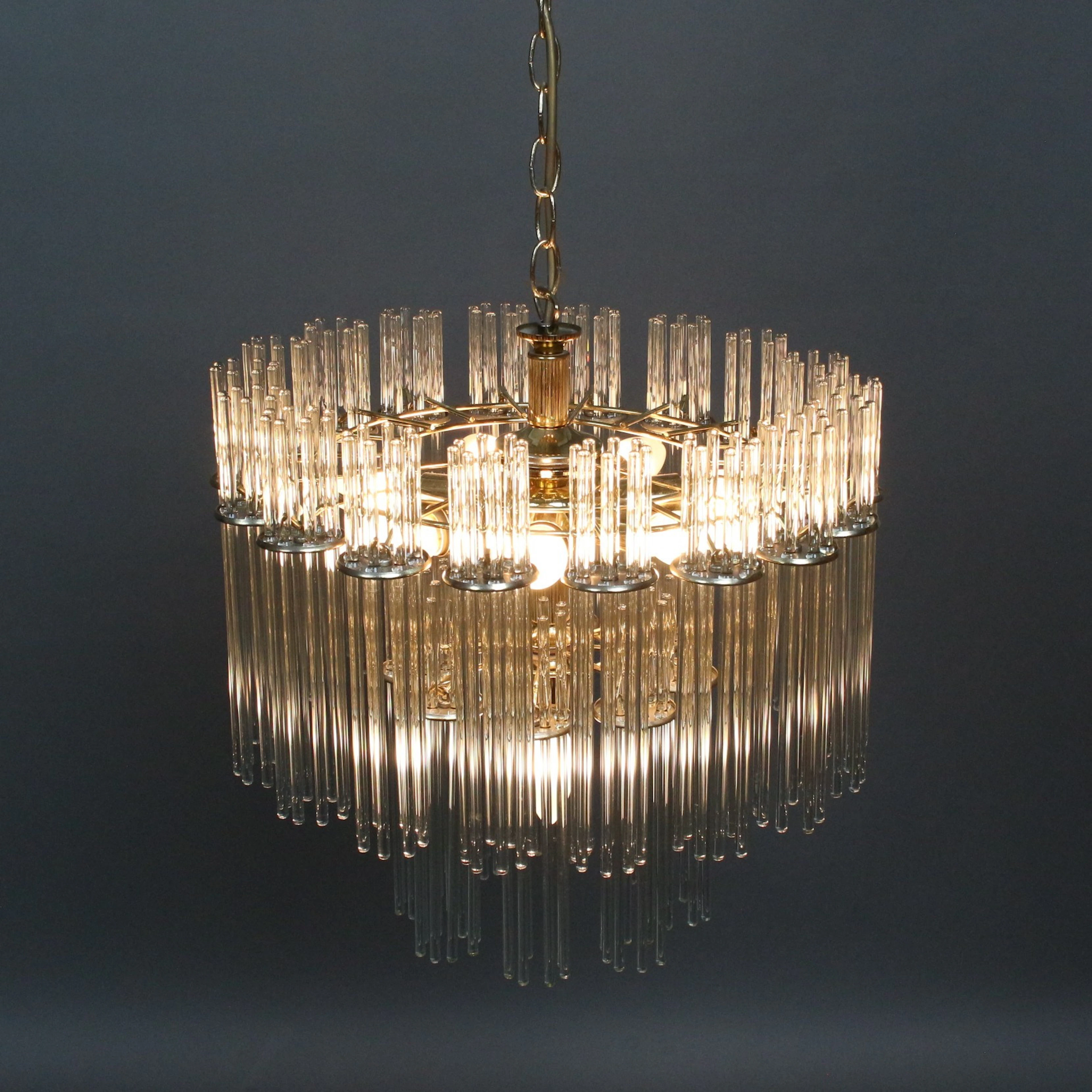 GAETANO SCIOLARI. Mid Century Deckenleuchte, Murano, 1970er Jahre, Italien.