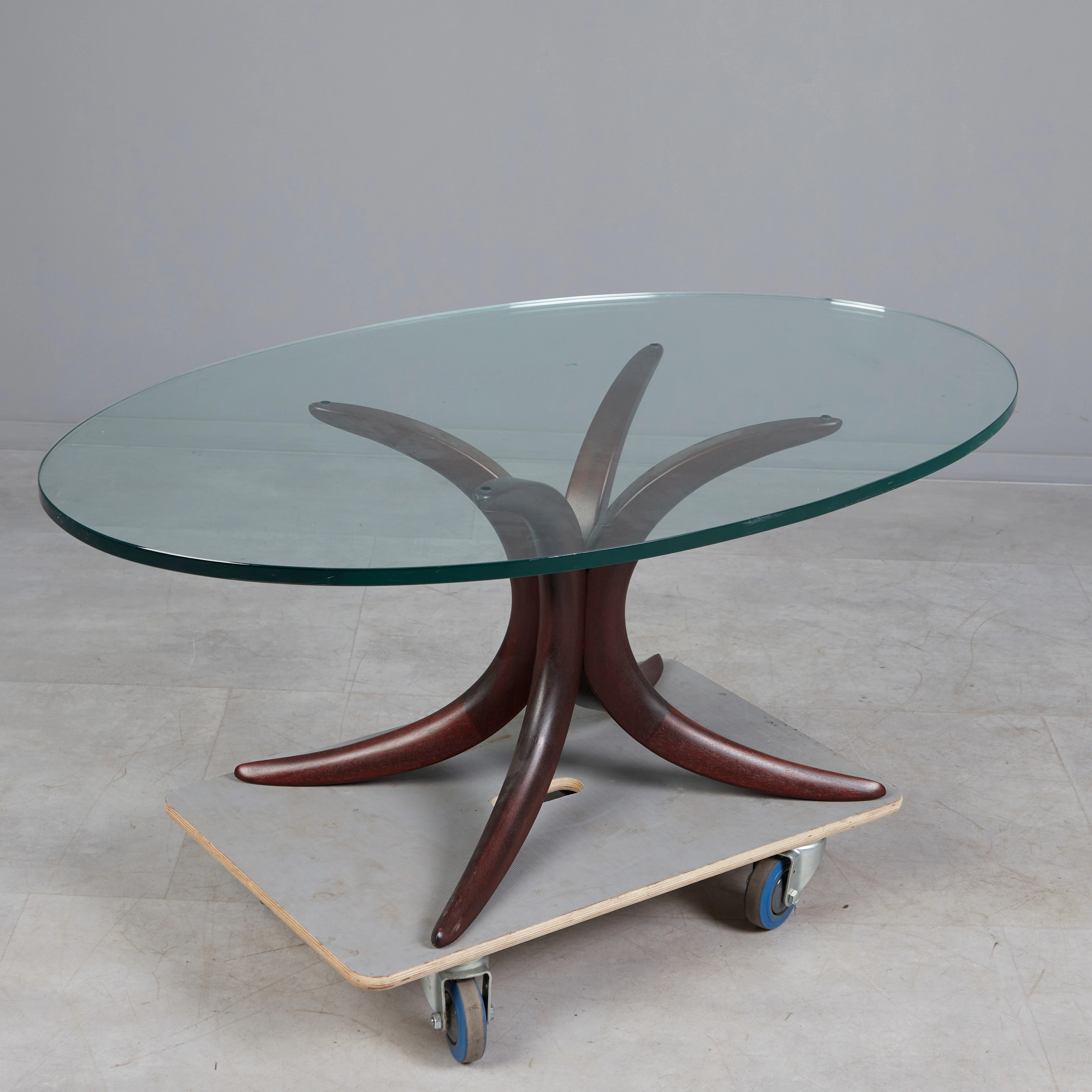 Alma, Beistelltisch / Coffee Table, Glas, Holz, 1960er Jahre, Deutschland.