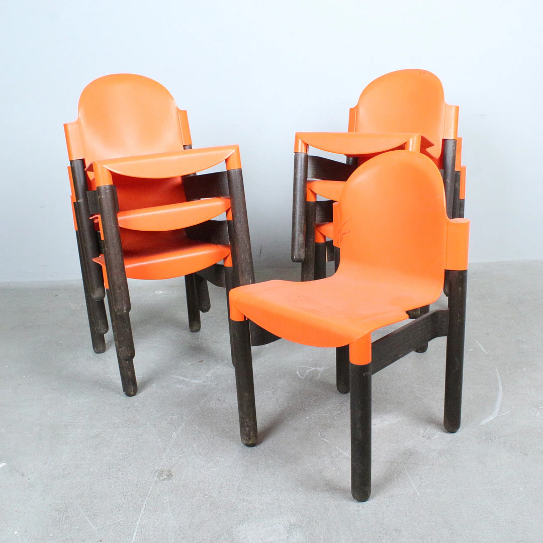 GERD LANGE. für THONET. Set Stapelstühle / Armlehnstühle, Modell 'Flex