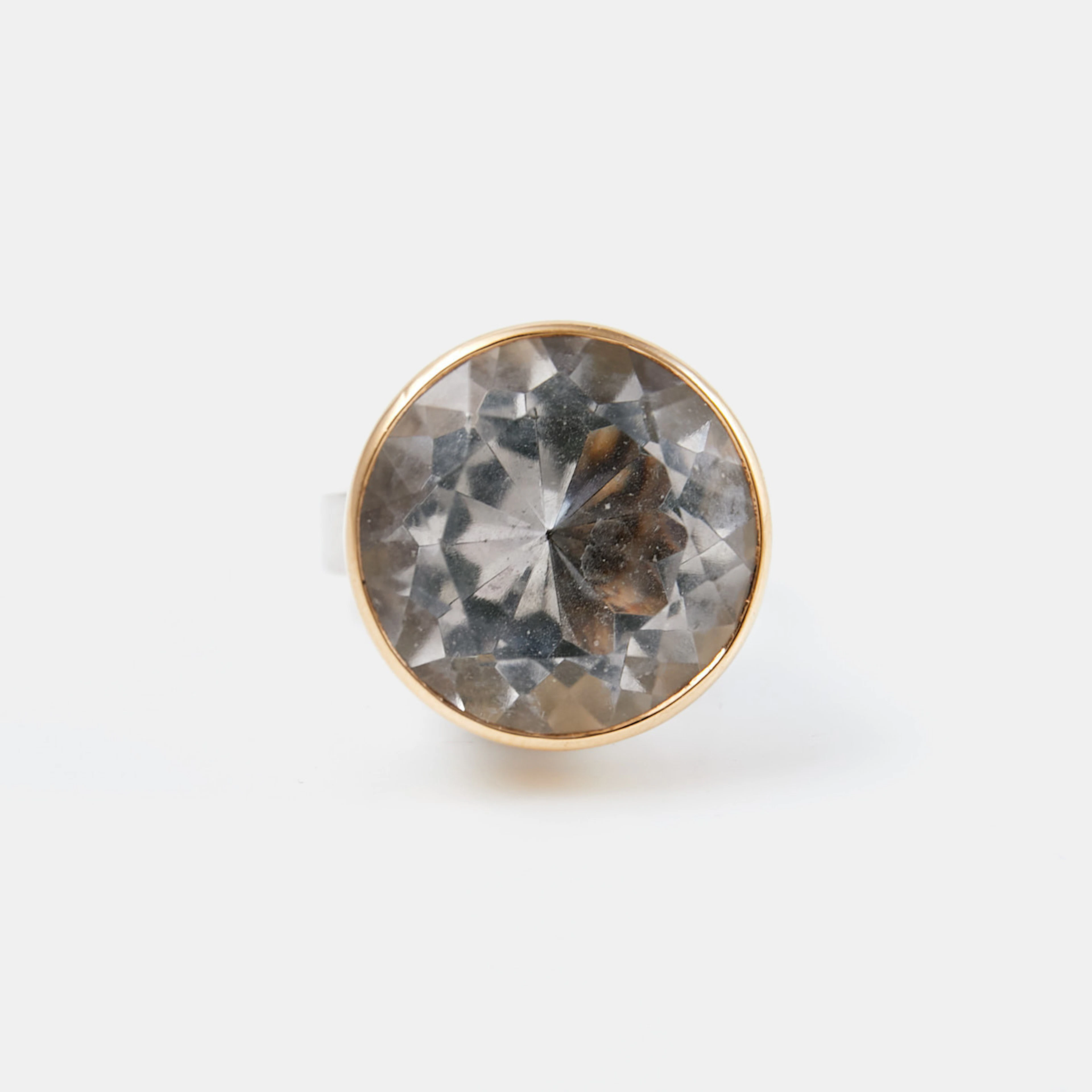 HERIBERT ENGELBERT AB, silver, ring med bergskristall, förgylld dekorring