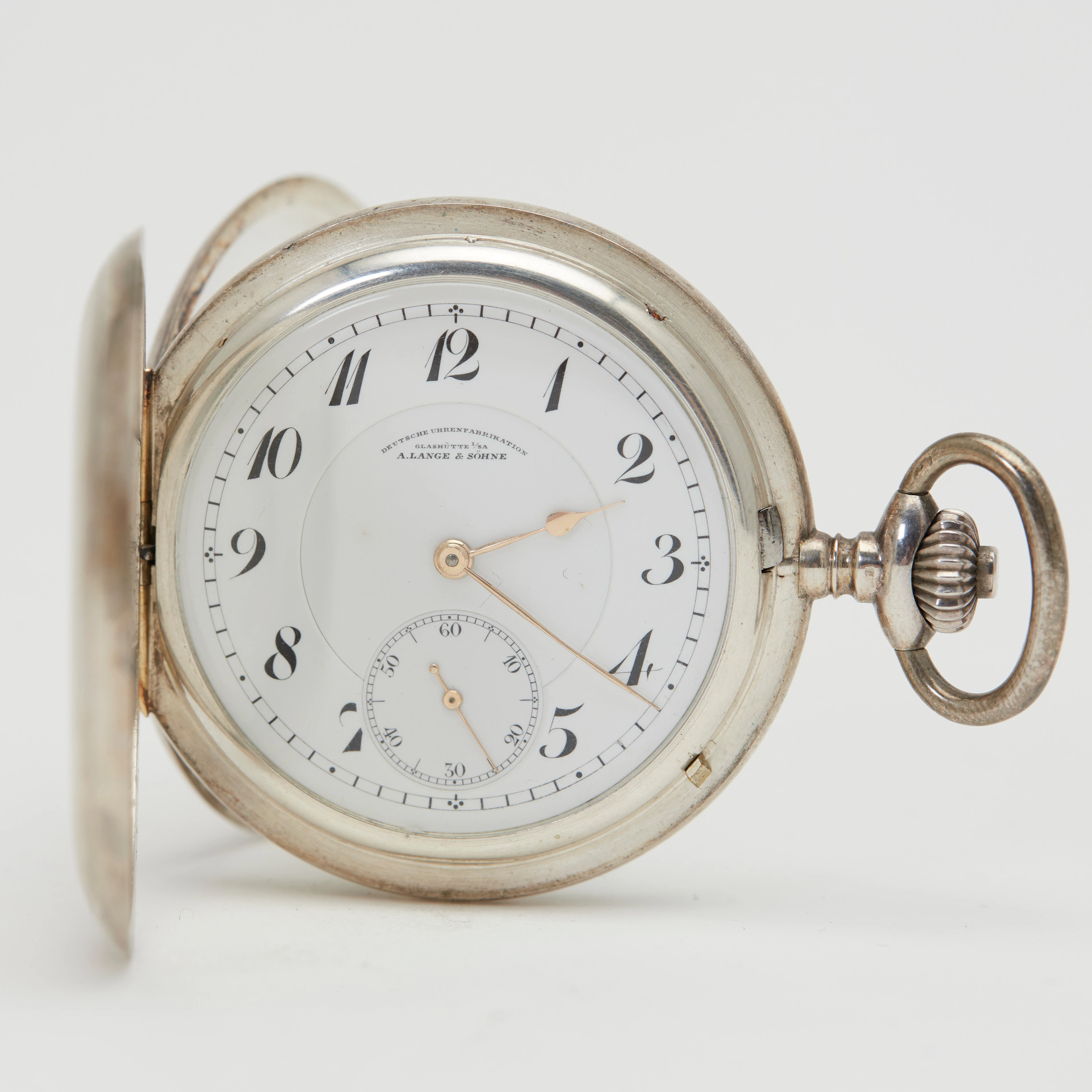 A. LANGE & SÖHNE. Glashütte i.Sa, Savonnette-Taschenuhr, 925er Silber