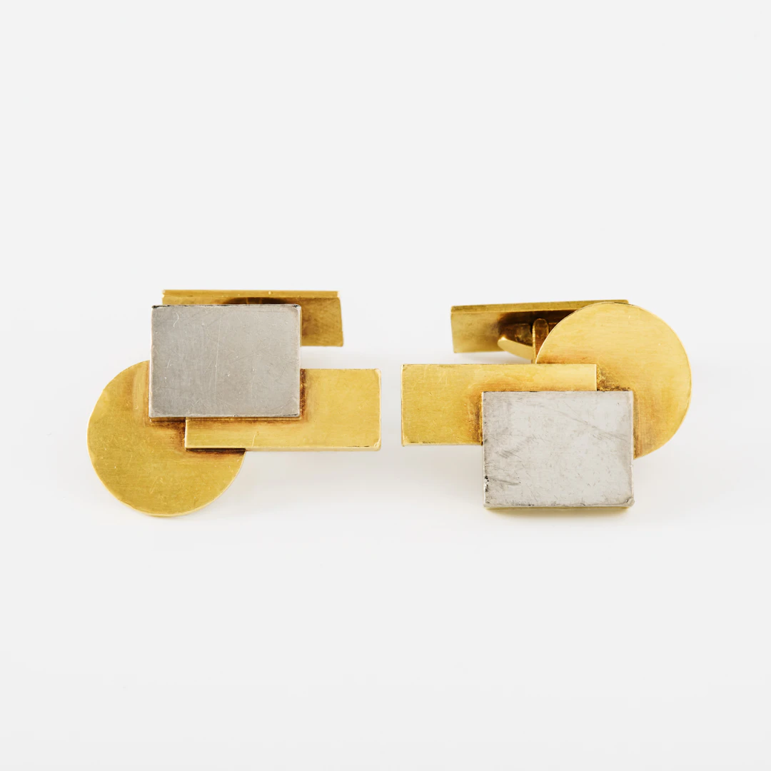 WIWEN NILSSON. Manschettknappar, ett par, 18K tvåfärgat guld, Lund 1955.