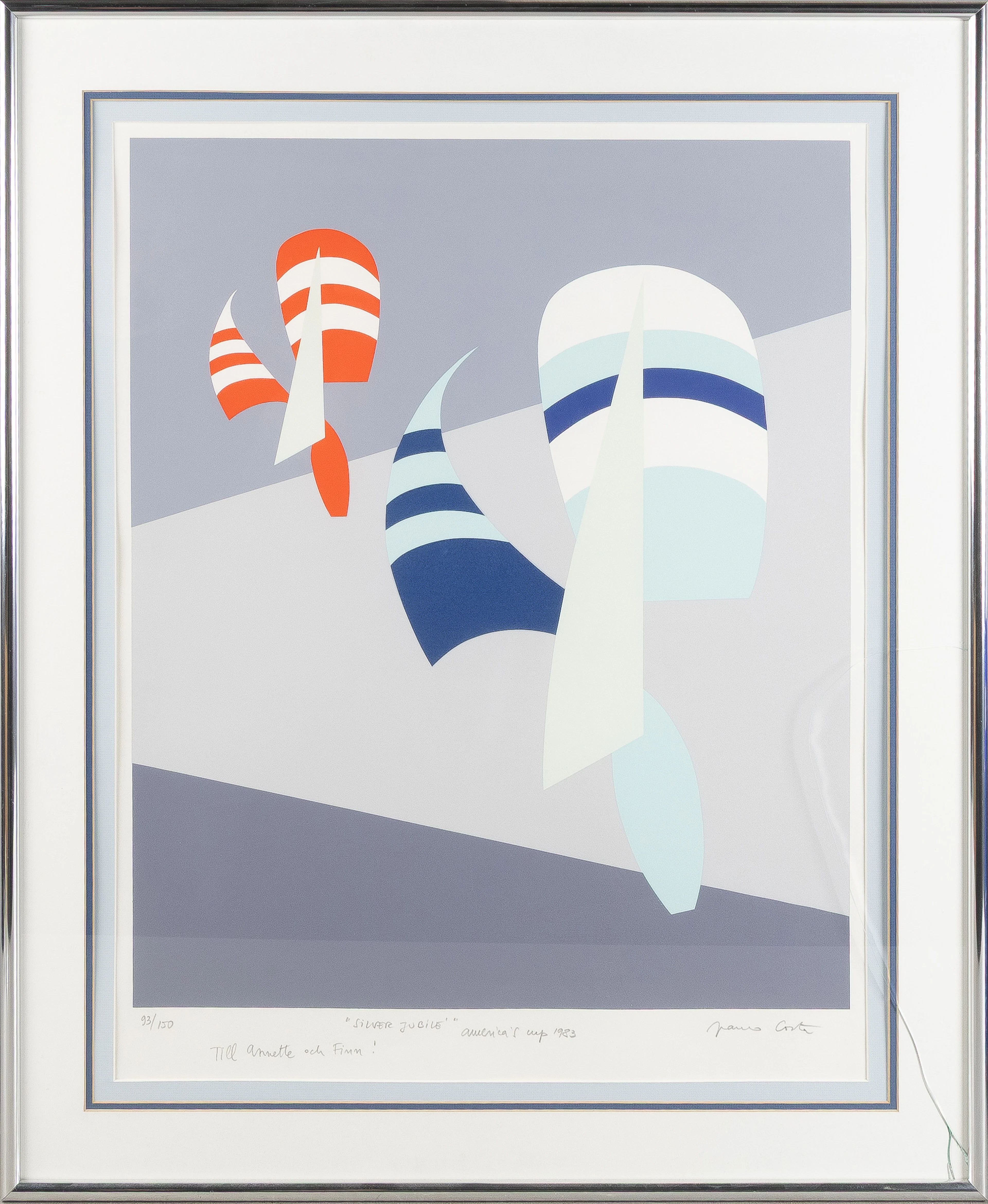 FRANCO COSTA. "Silver Jucile", Americas cup 1983, litografi.