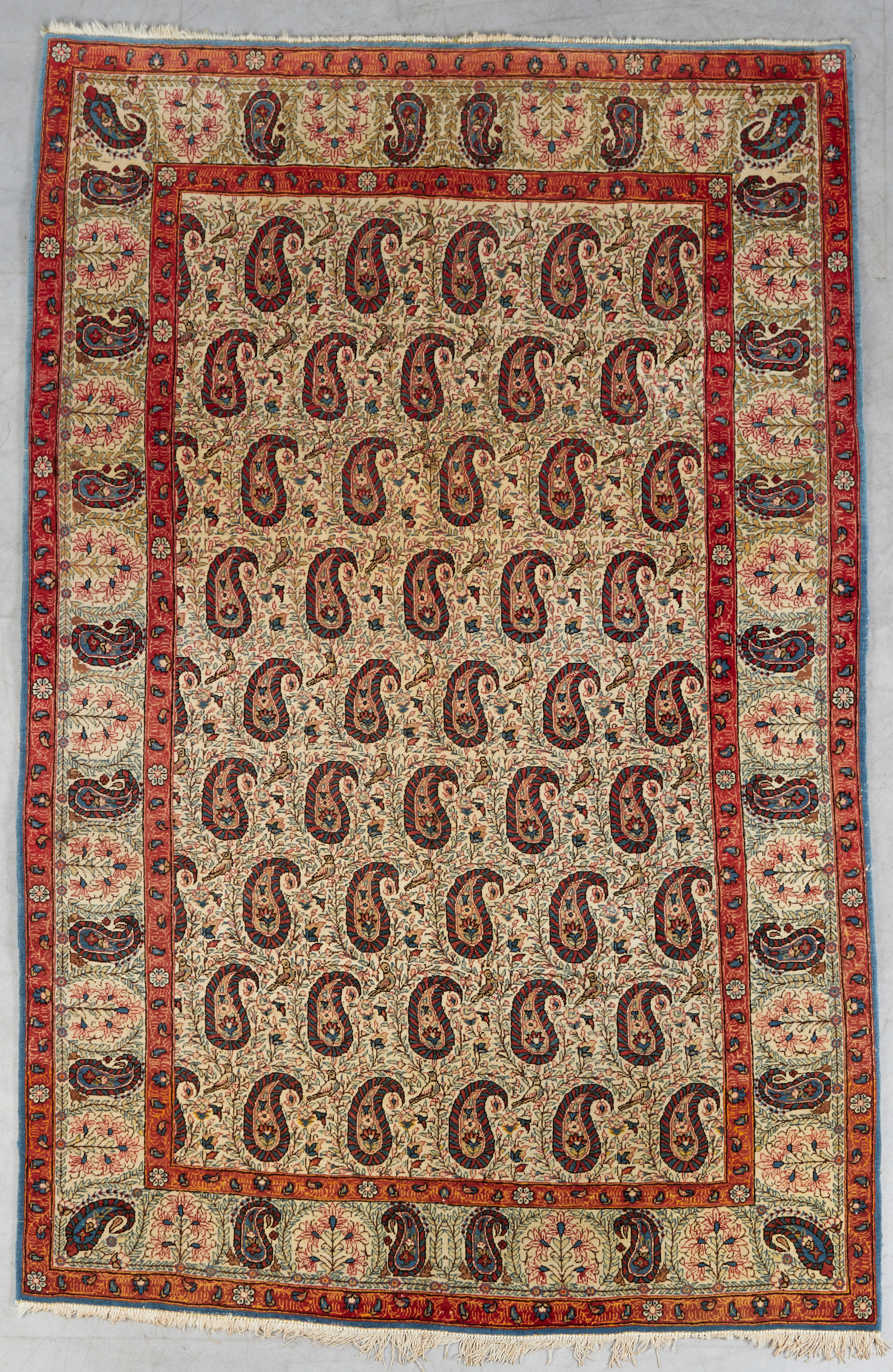 Ghom Teppich Muschelmotiv, 225x140cm, Korkwolle auf Baumwolle, Iran.