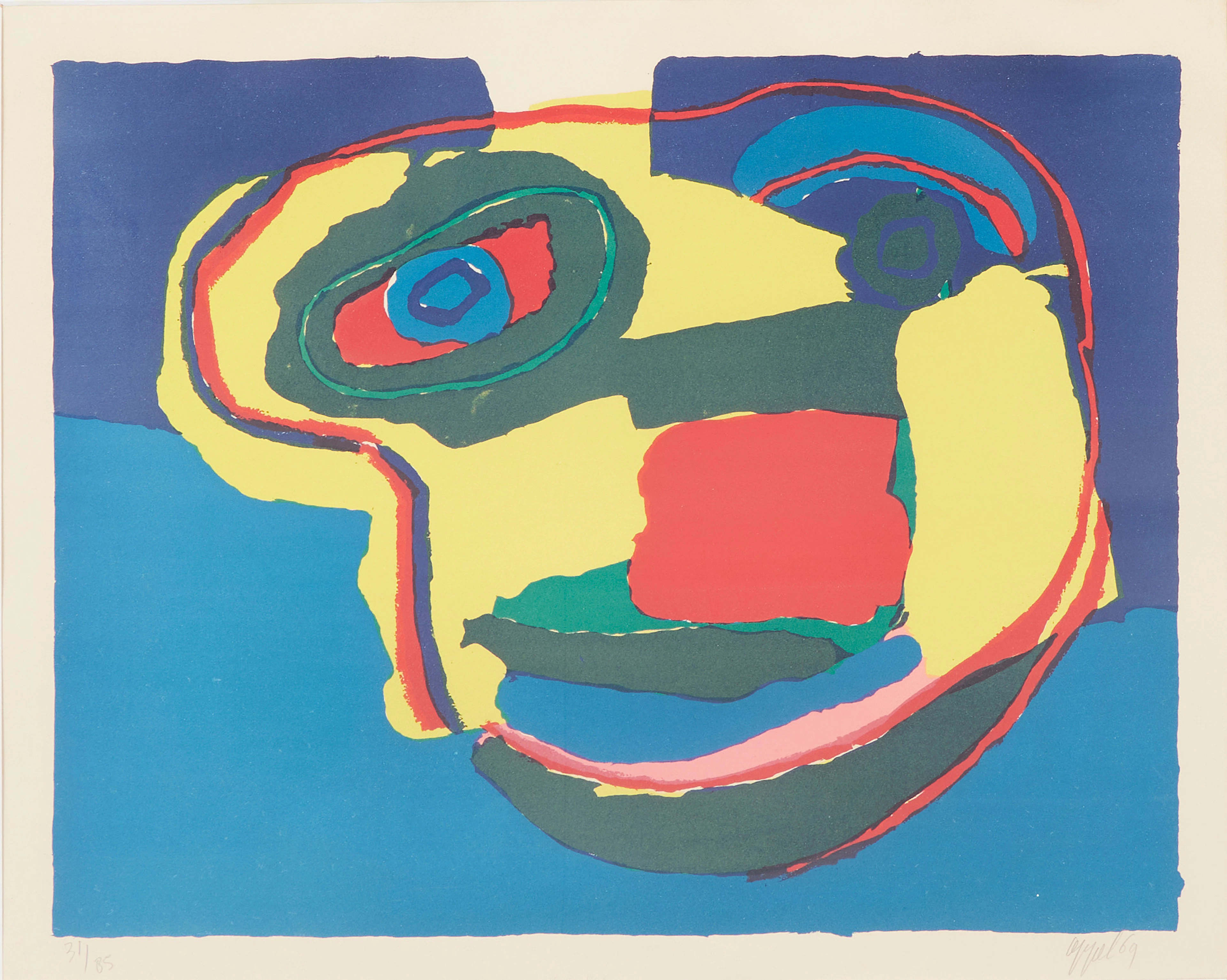 KAREL APPEL (1921-2006). 'Flying Head', Farblithografie, 1969.