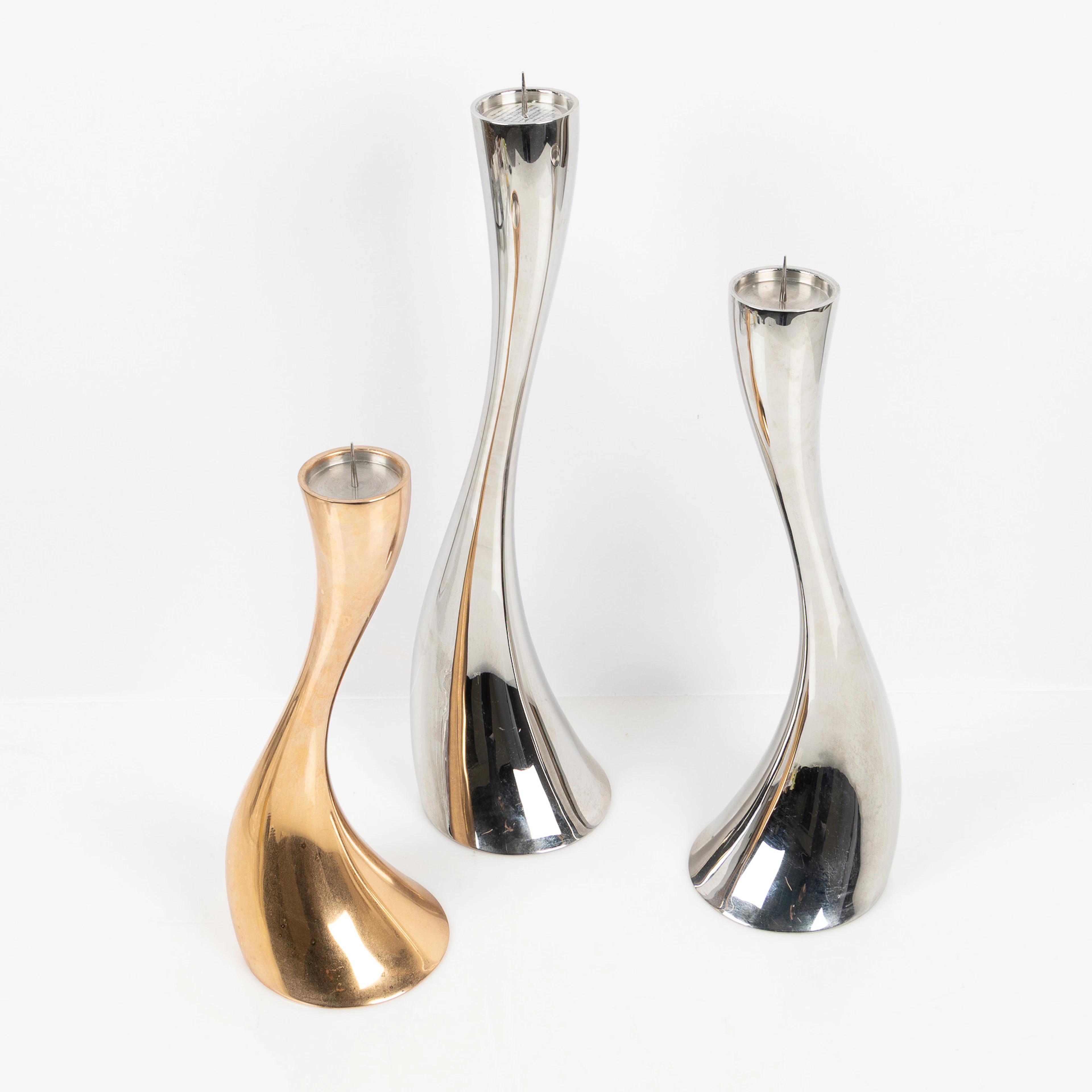 CONSTANTIN WORTMANN. Golvljusstakar, 3 st, "Cobra", Georg Jensen, Danmark.