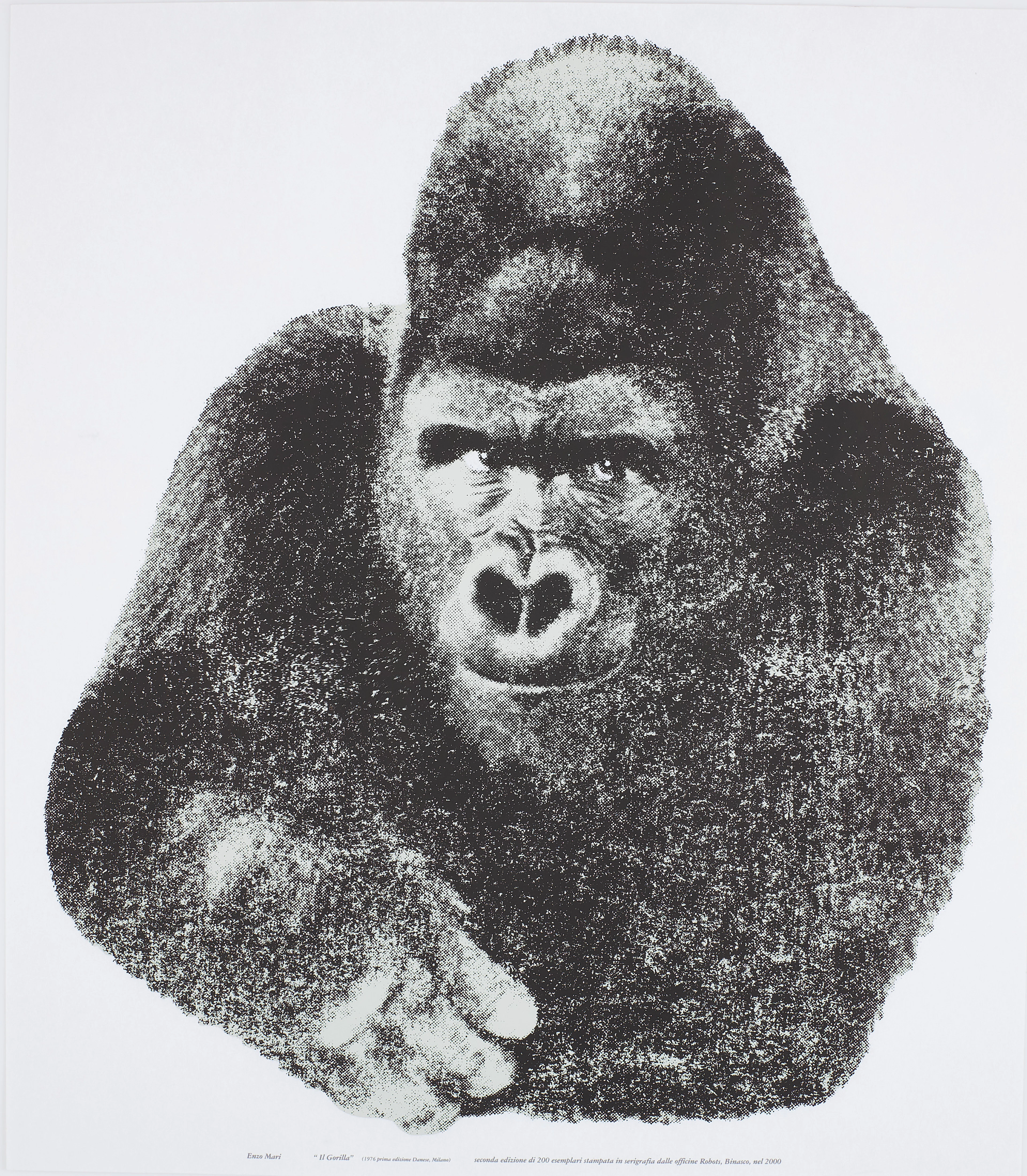 ENZO MARI. "Il Gorilla", serigrafi, i mapp, Robots Binasco, 2000.