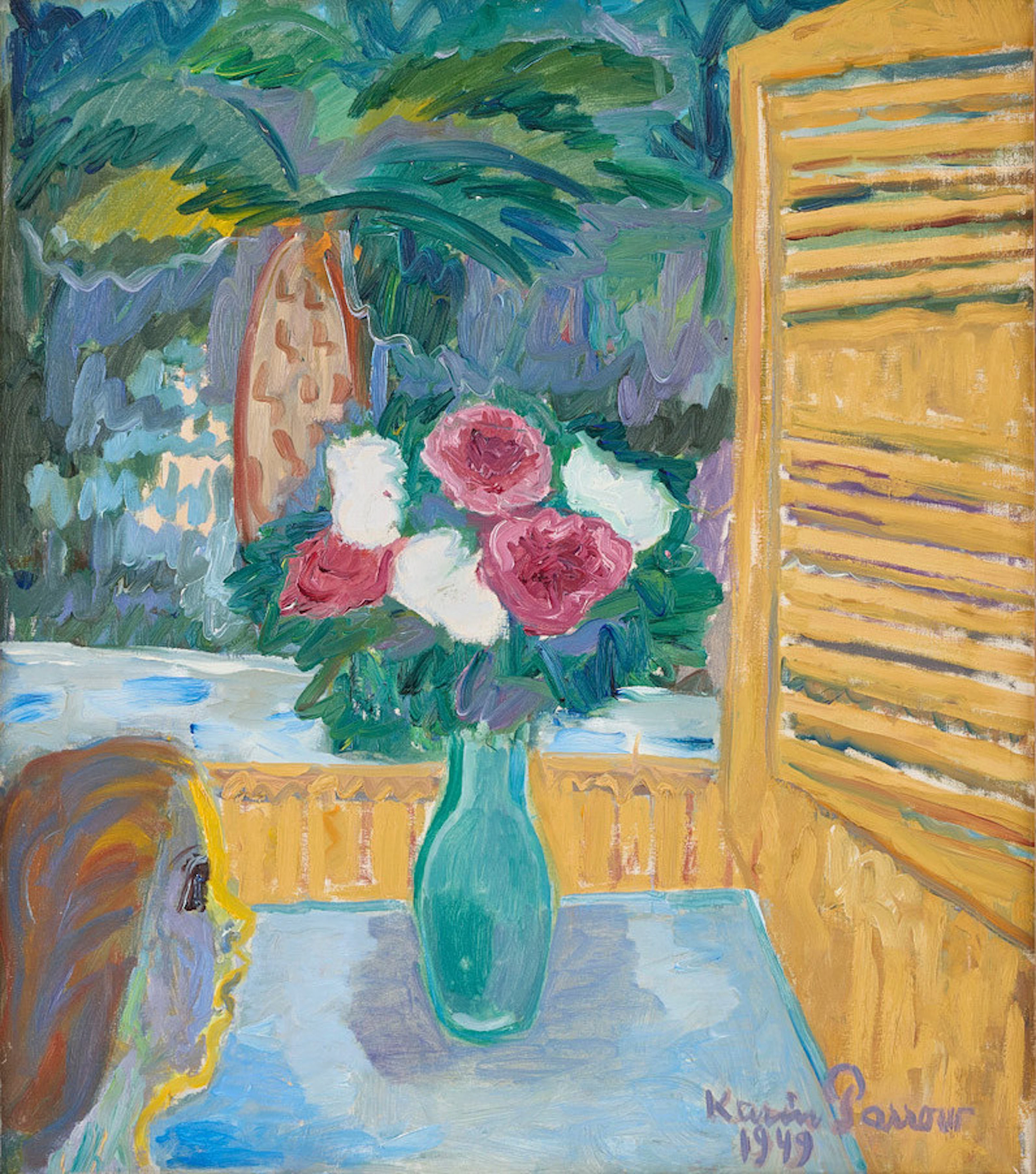 KARIN PARROW. Konstnärens dotter Julia med blomsterbukett.