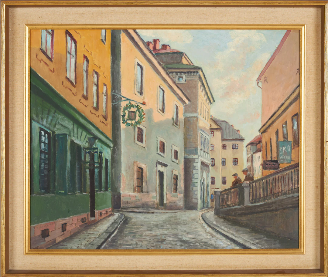 JOHN HERBERT. Stockholmsmotiv, olja på pannå, signerad.
