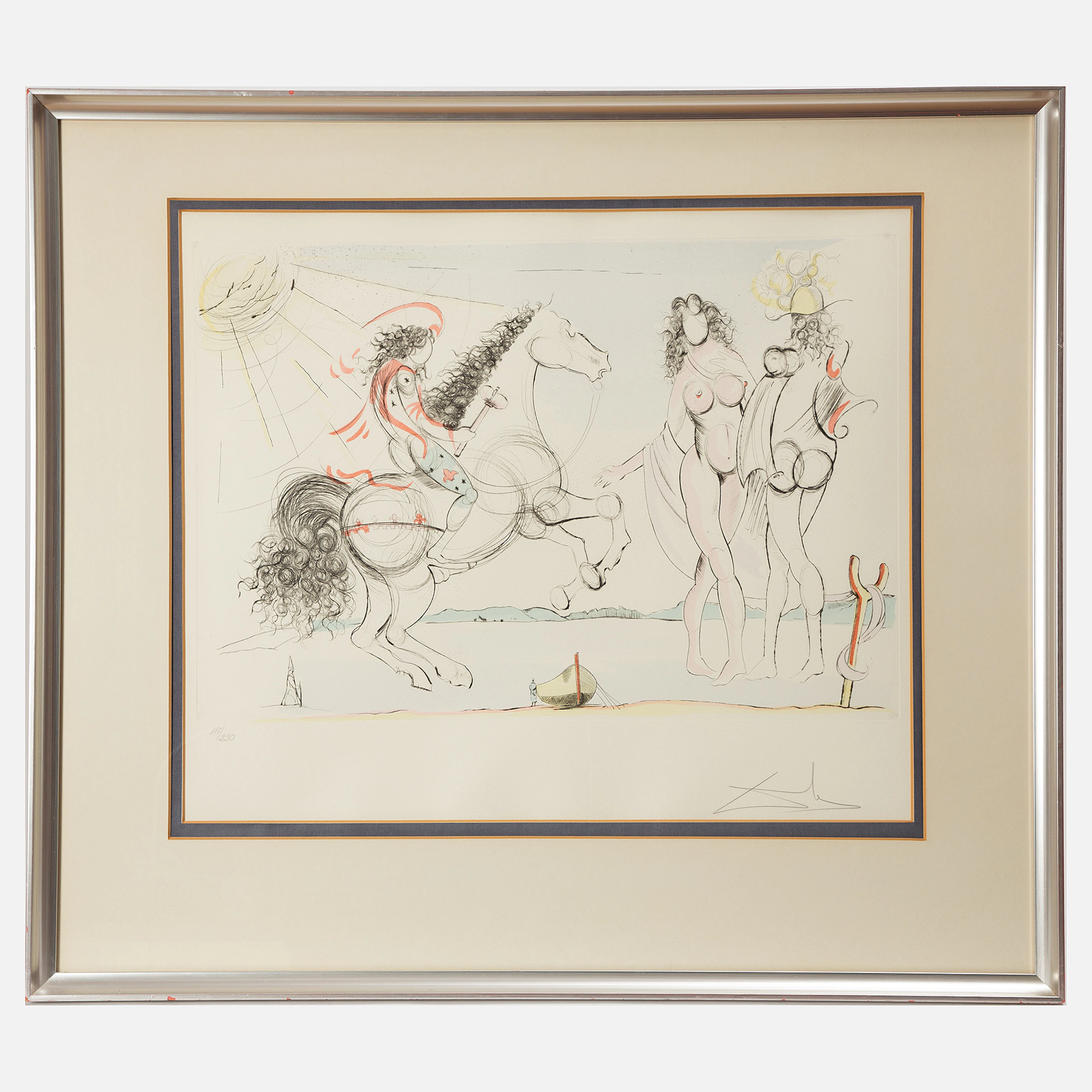 SALVADOR DALÍ. "Le roi solei´l à Saint-Jean-de-Luz", torrnålsgravyr